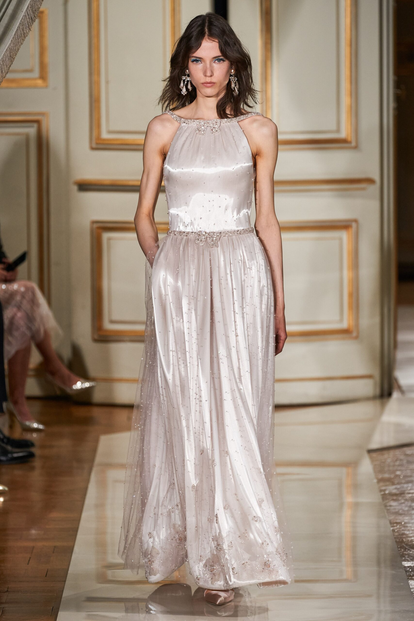 ivory silk sleeveless gown