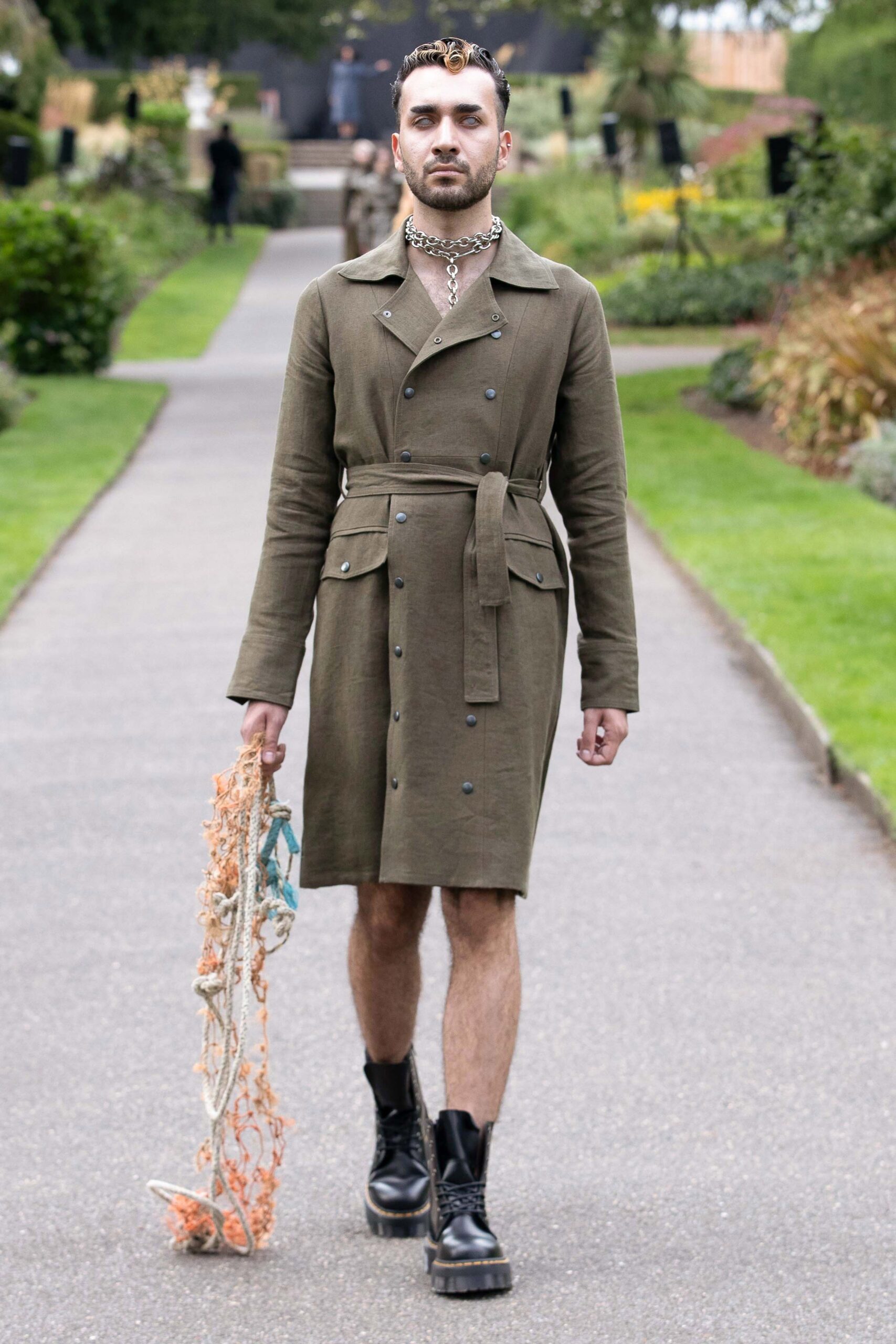 brown cotton midi coat