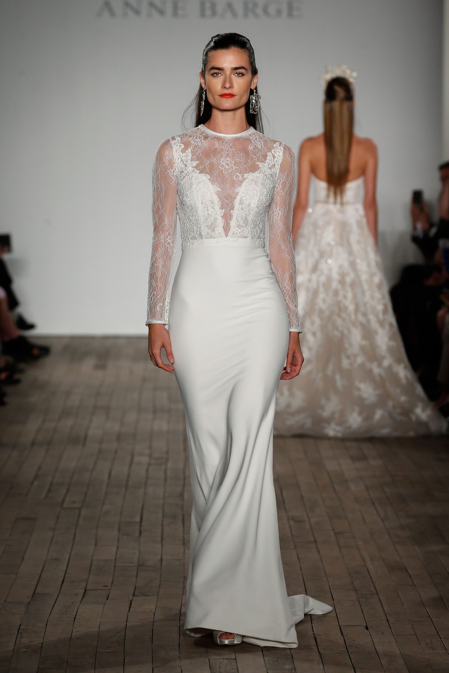 white lace fitted gown