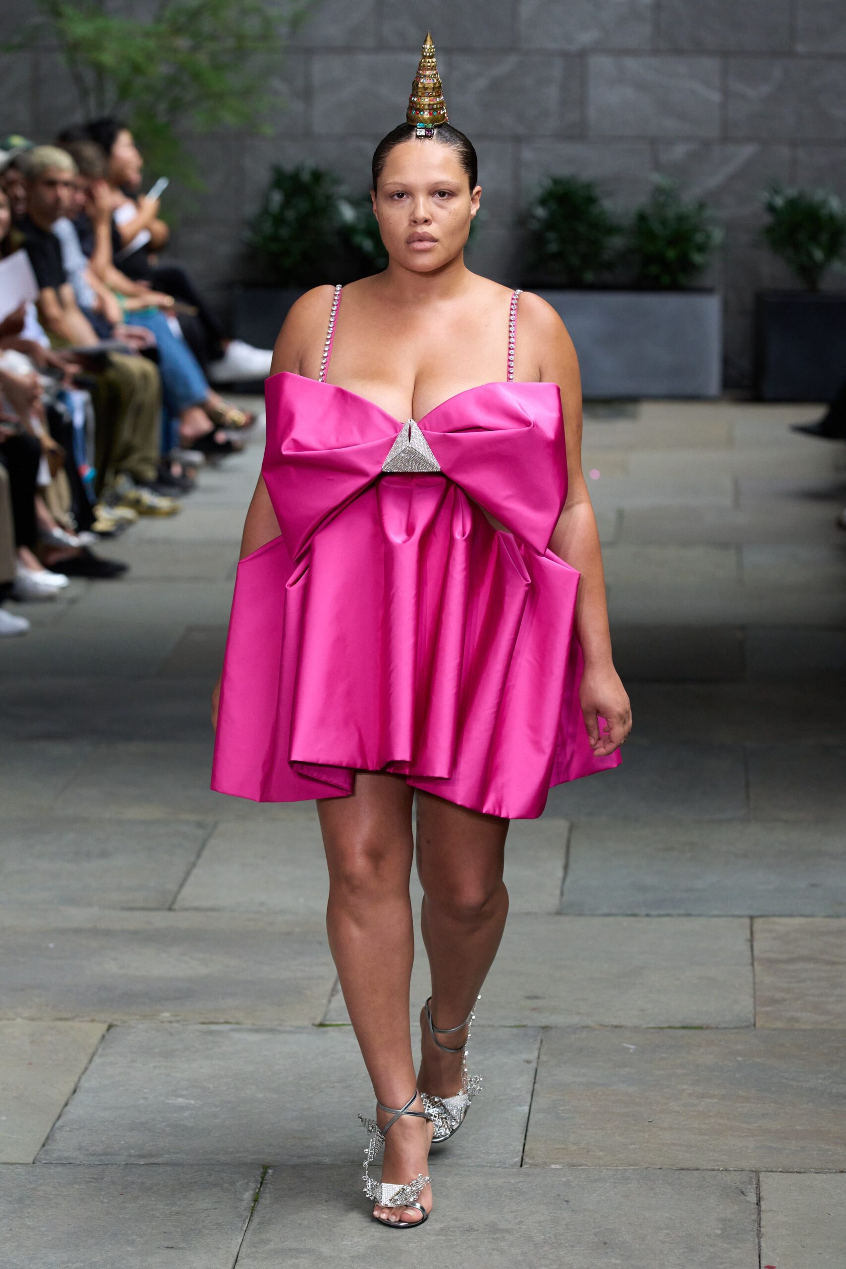 pink silk sleeveless dress