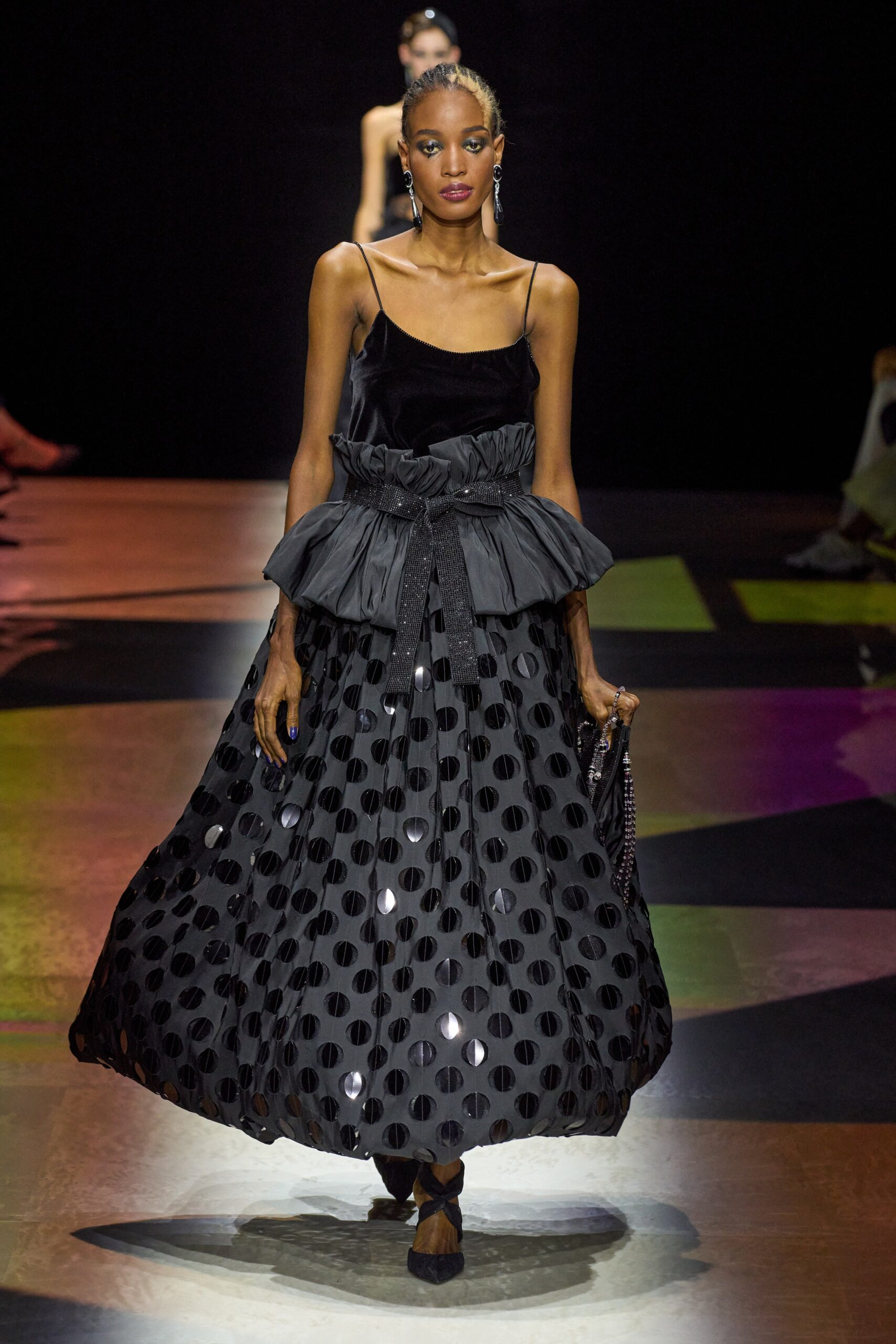 black silk cotton pleated dress