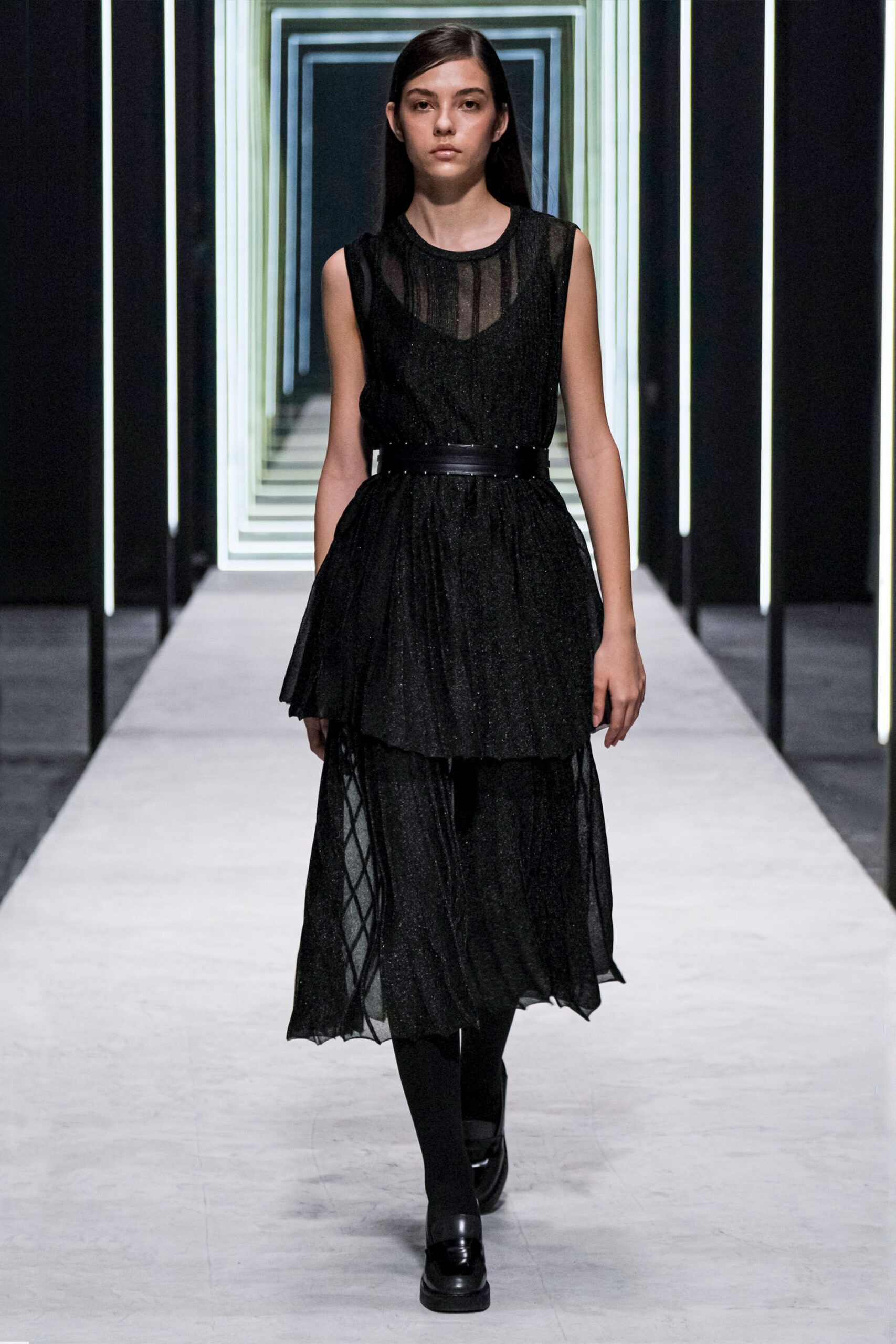 black sheer layered dress