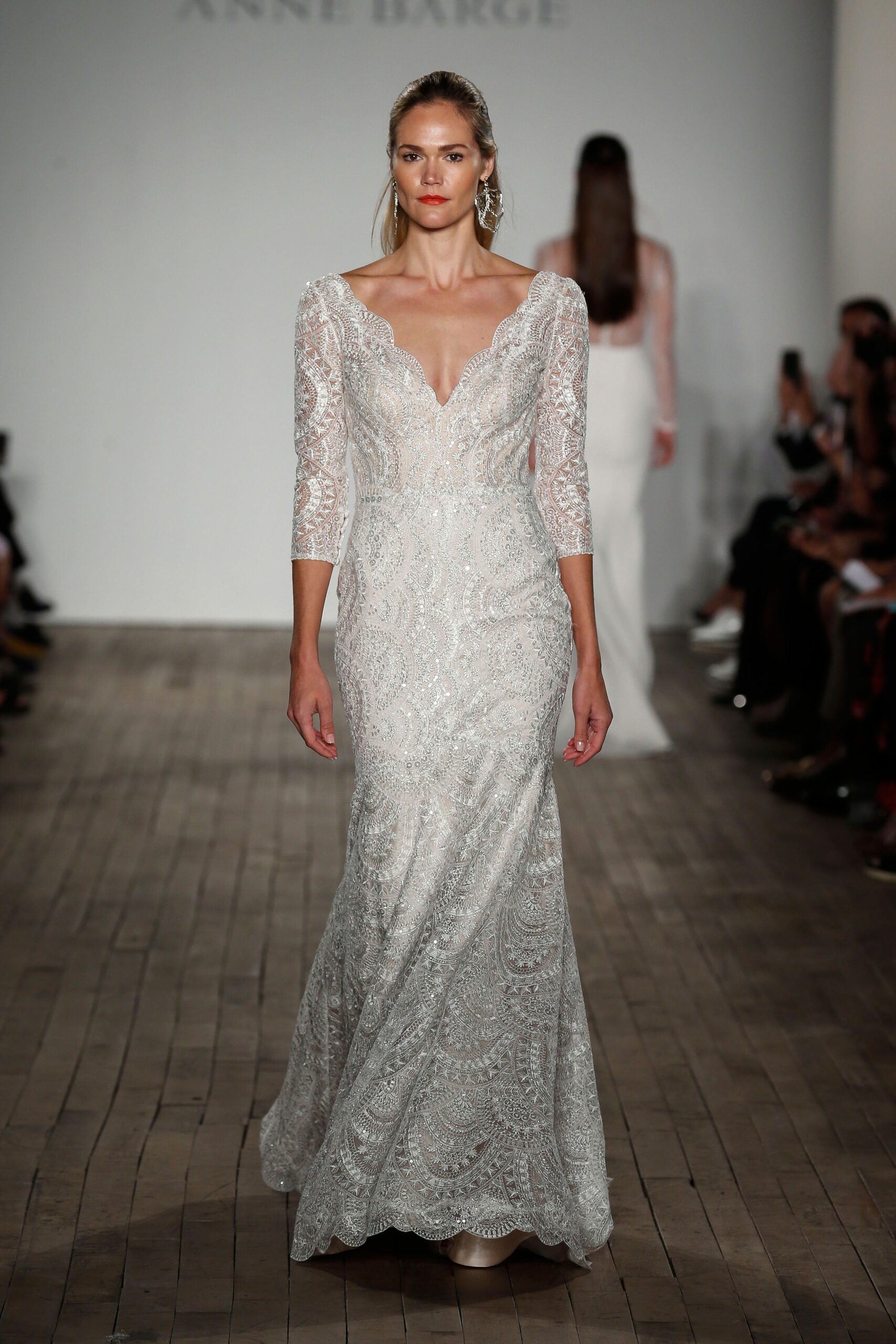 white lace fitted gown