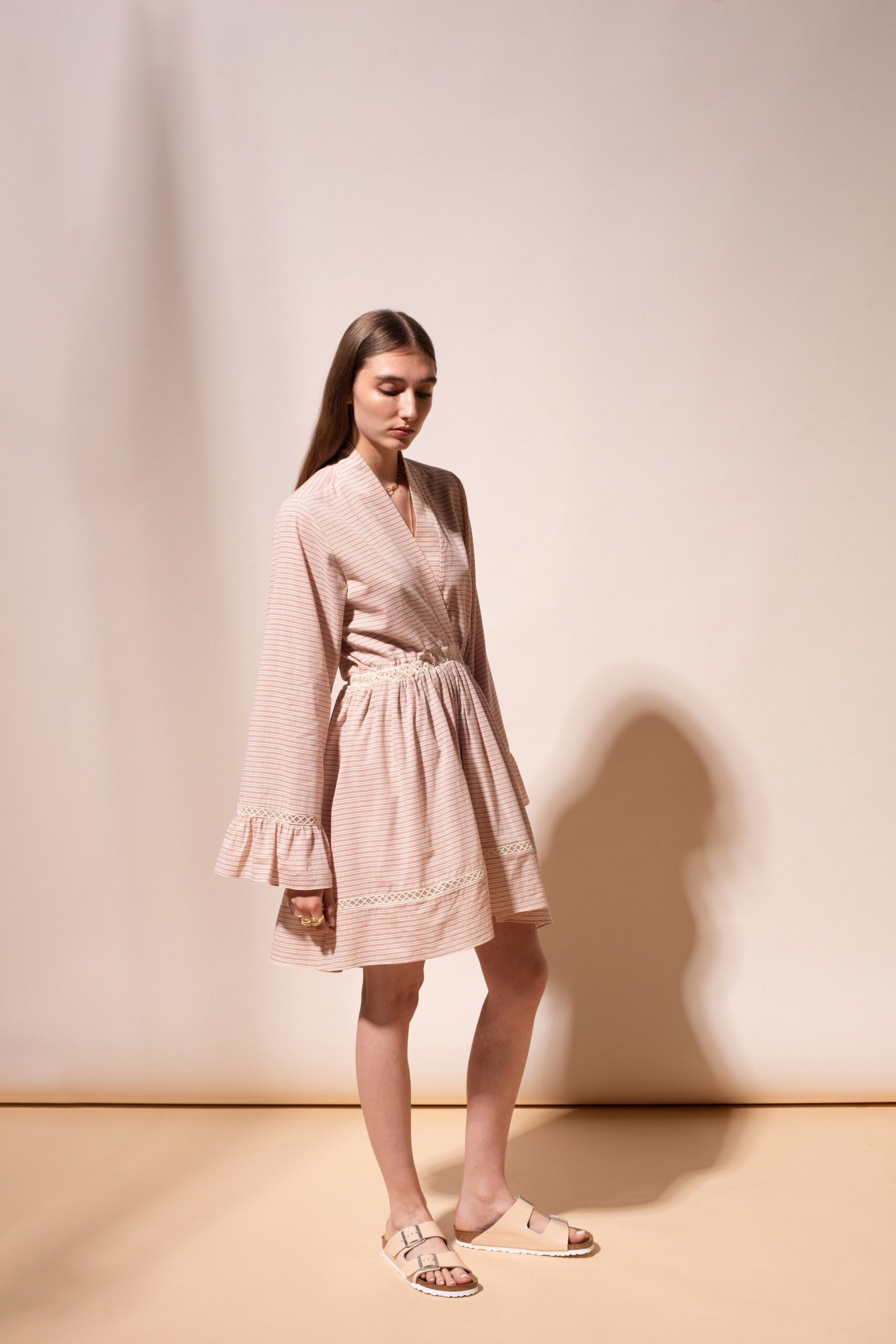 pink cotton fitted mini dress