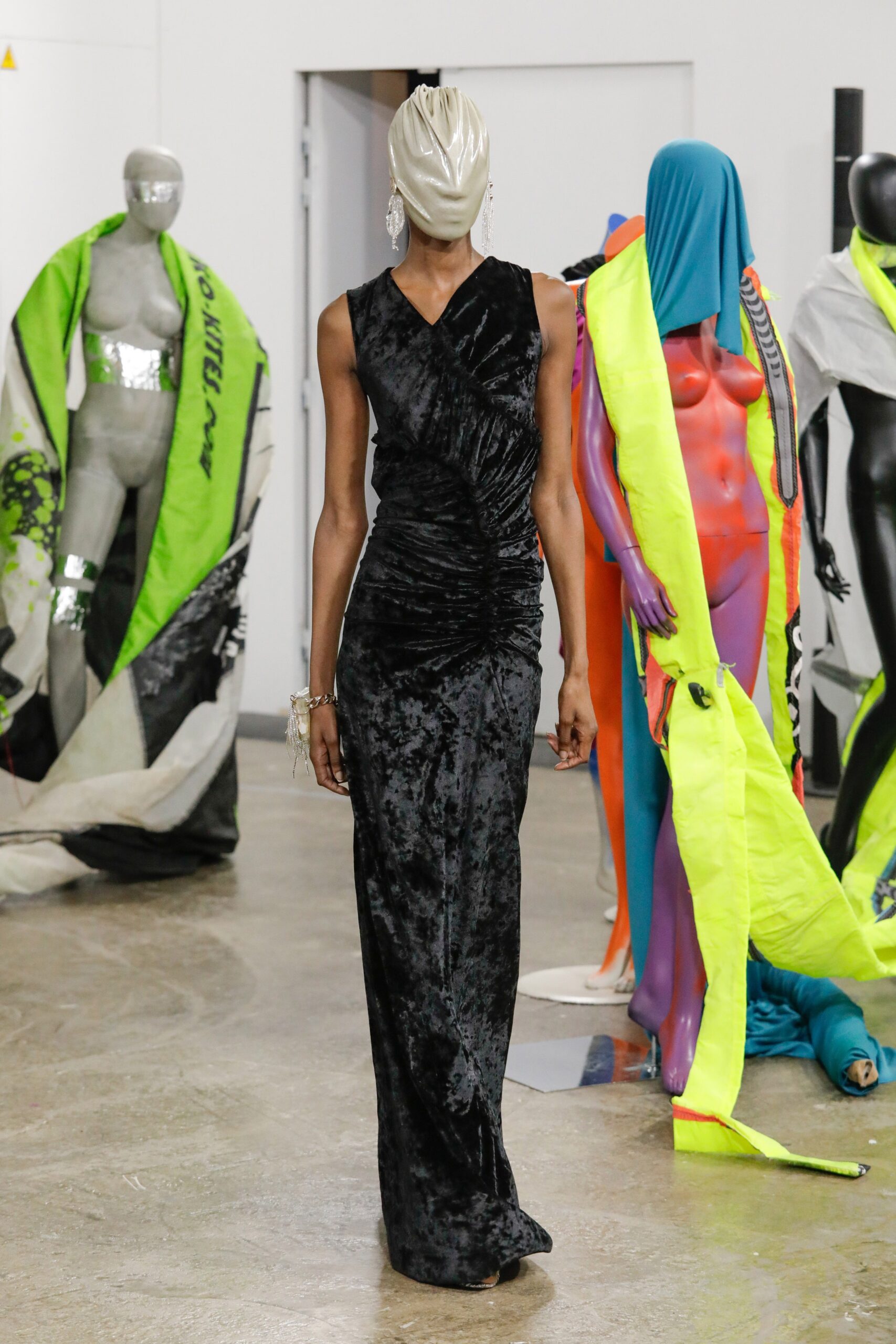 black velvet fitted gown