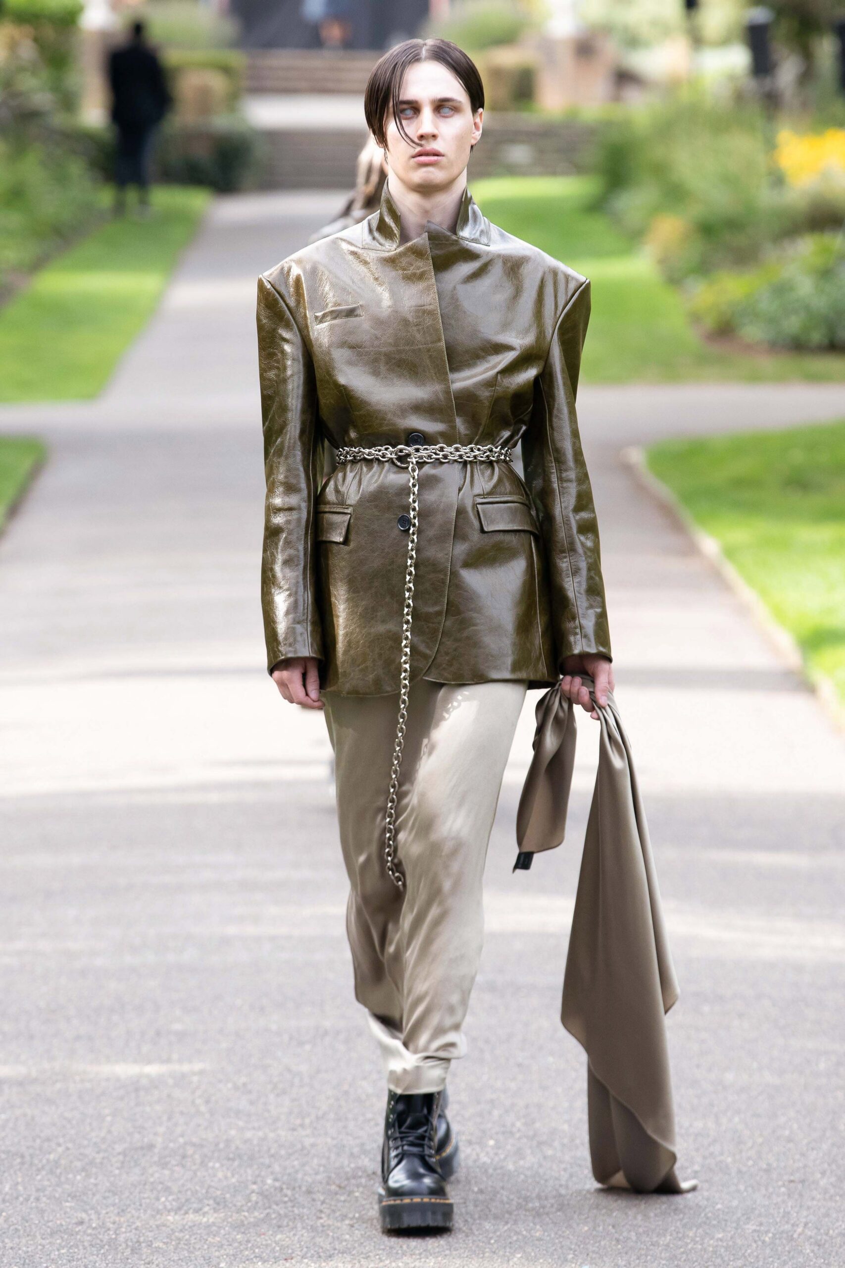 olive vinyl structured jacket