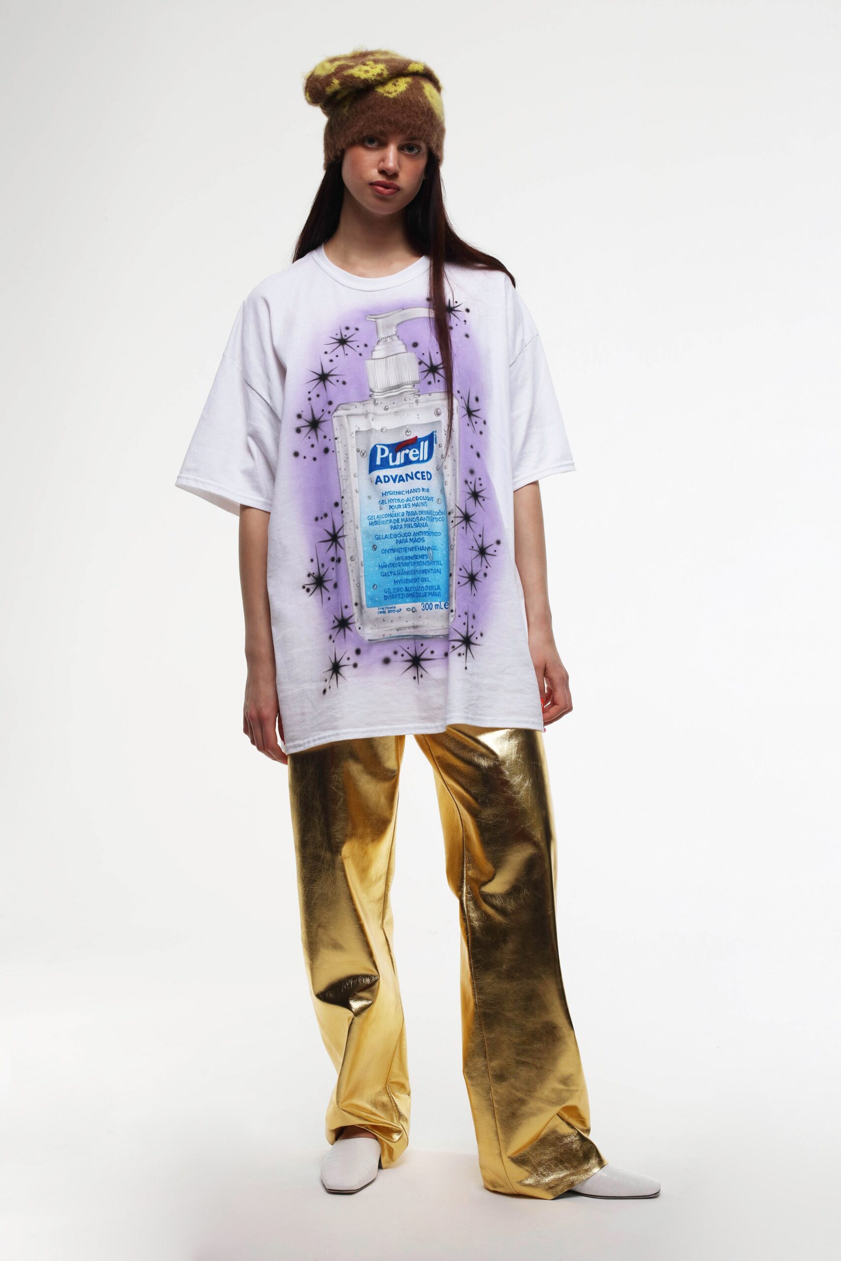 gold velvet relaxed wide-leg shiny pants