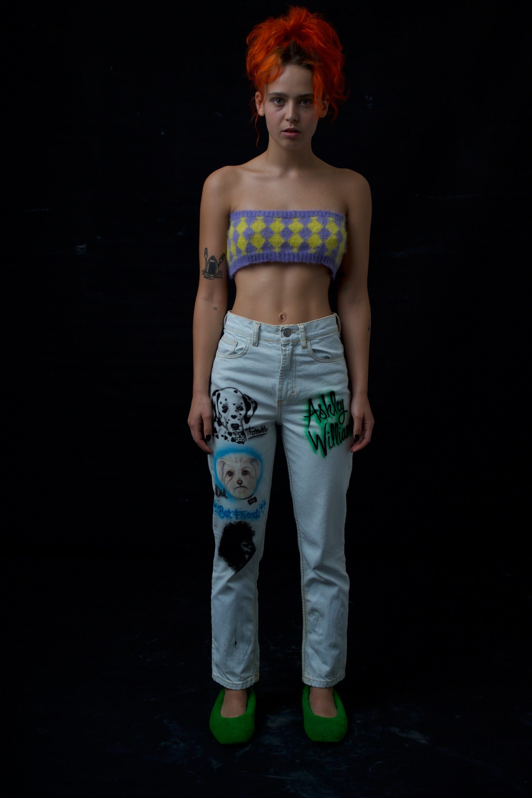 fitted cropped top and relaxed pants