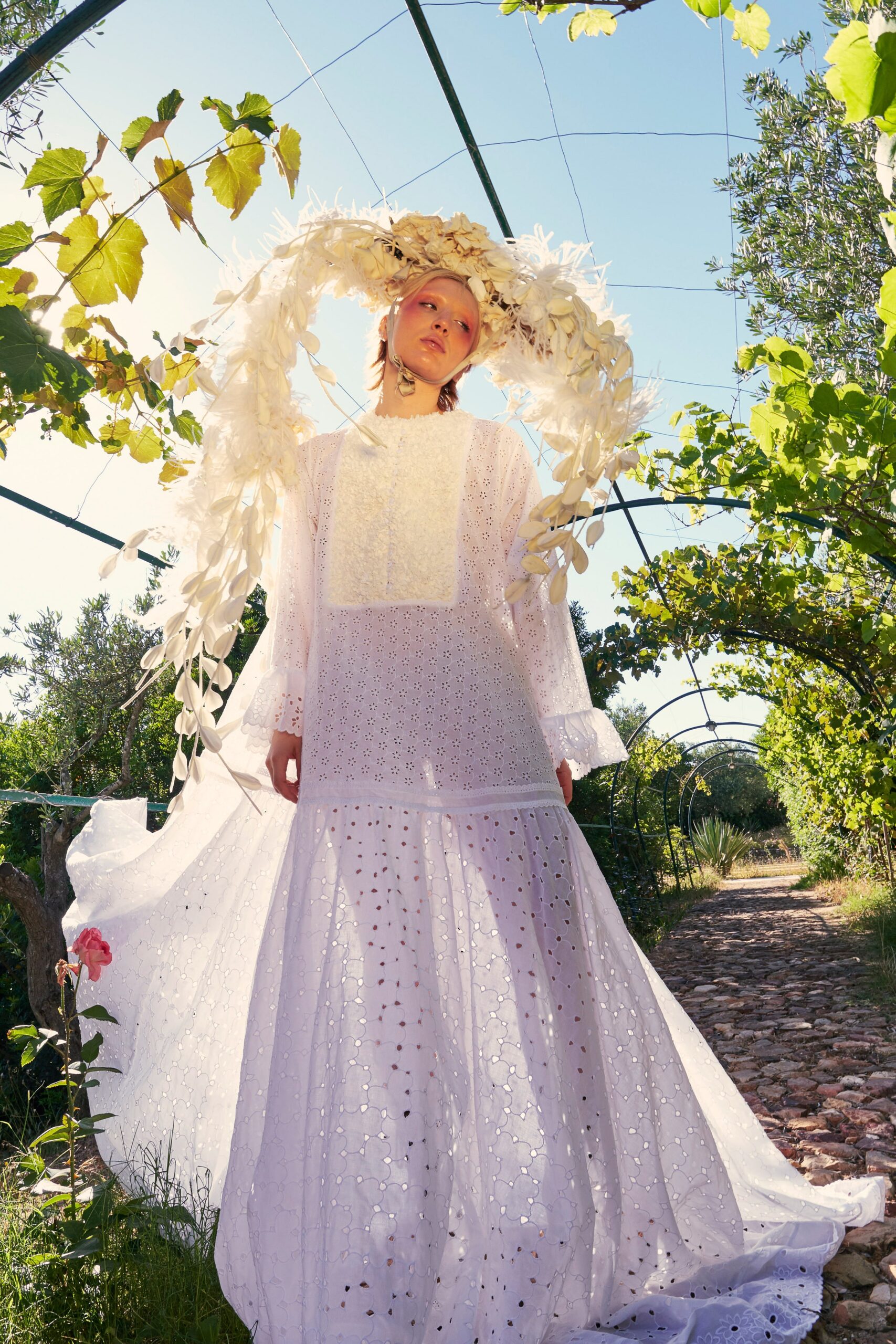 white embroidered maxi dress