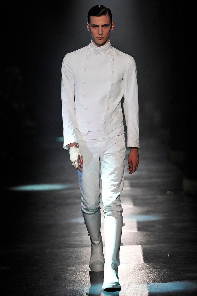 white fitted jacket and pants