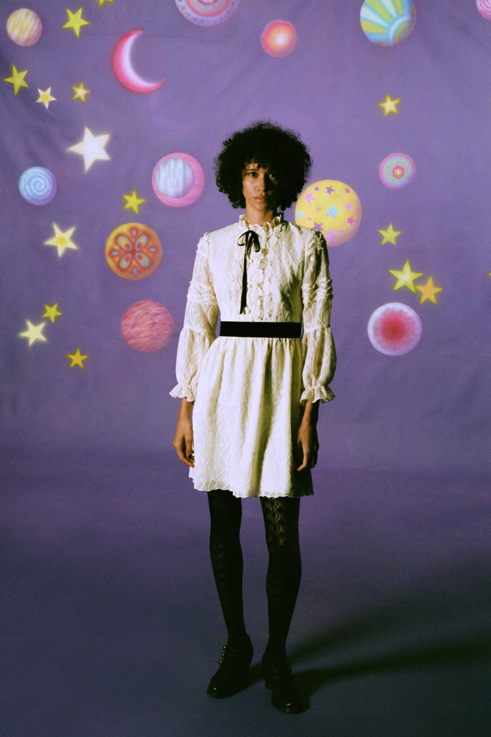 white ruffled mini dress