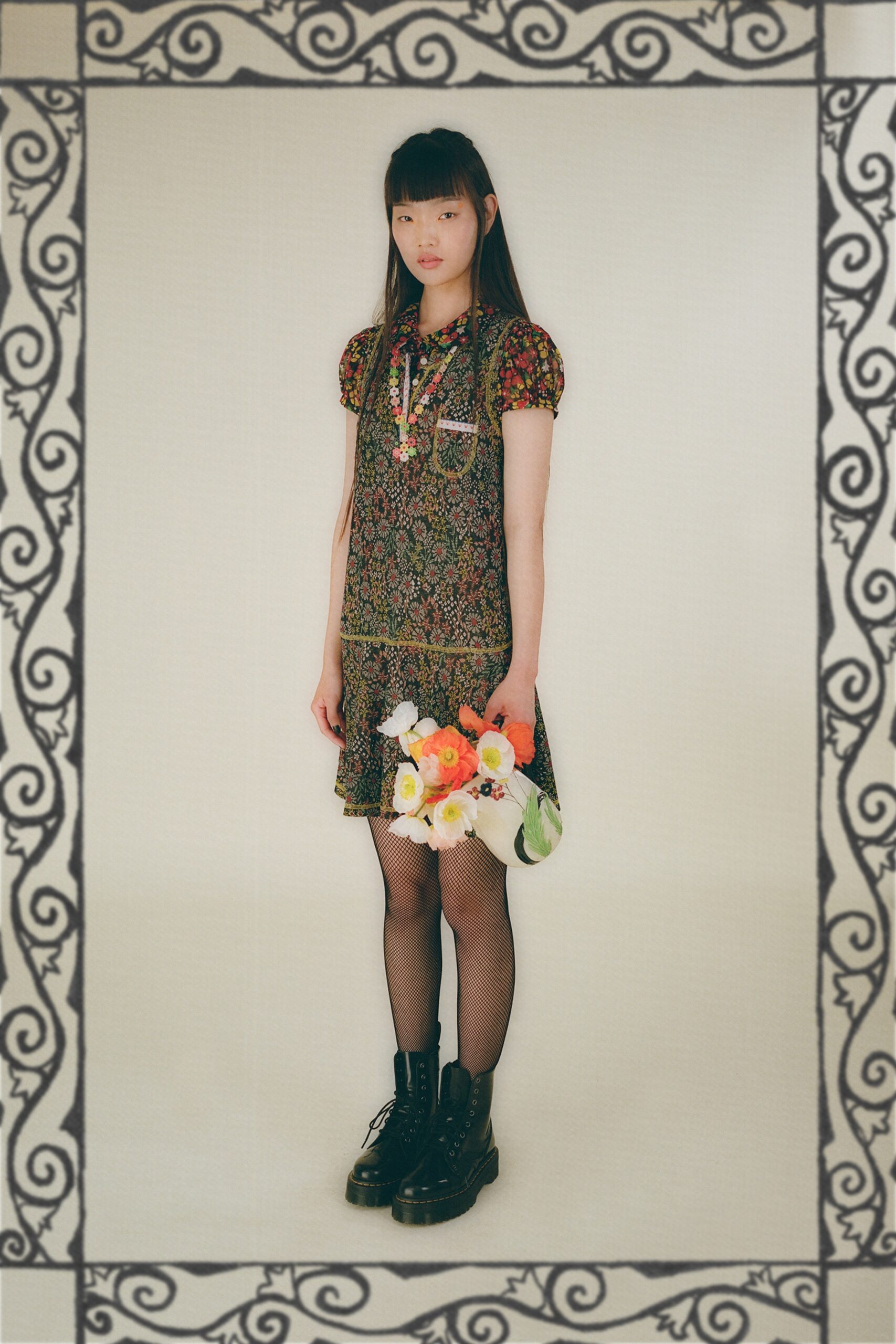 black multi printed mini dress