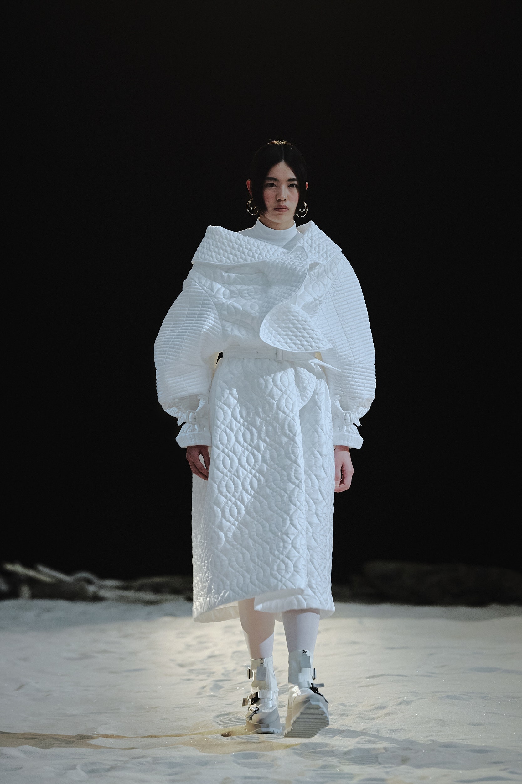 white quilted relaxed coat