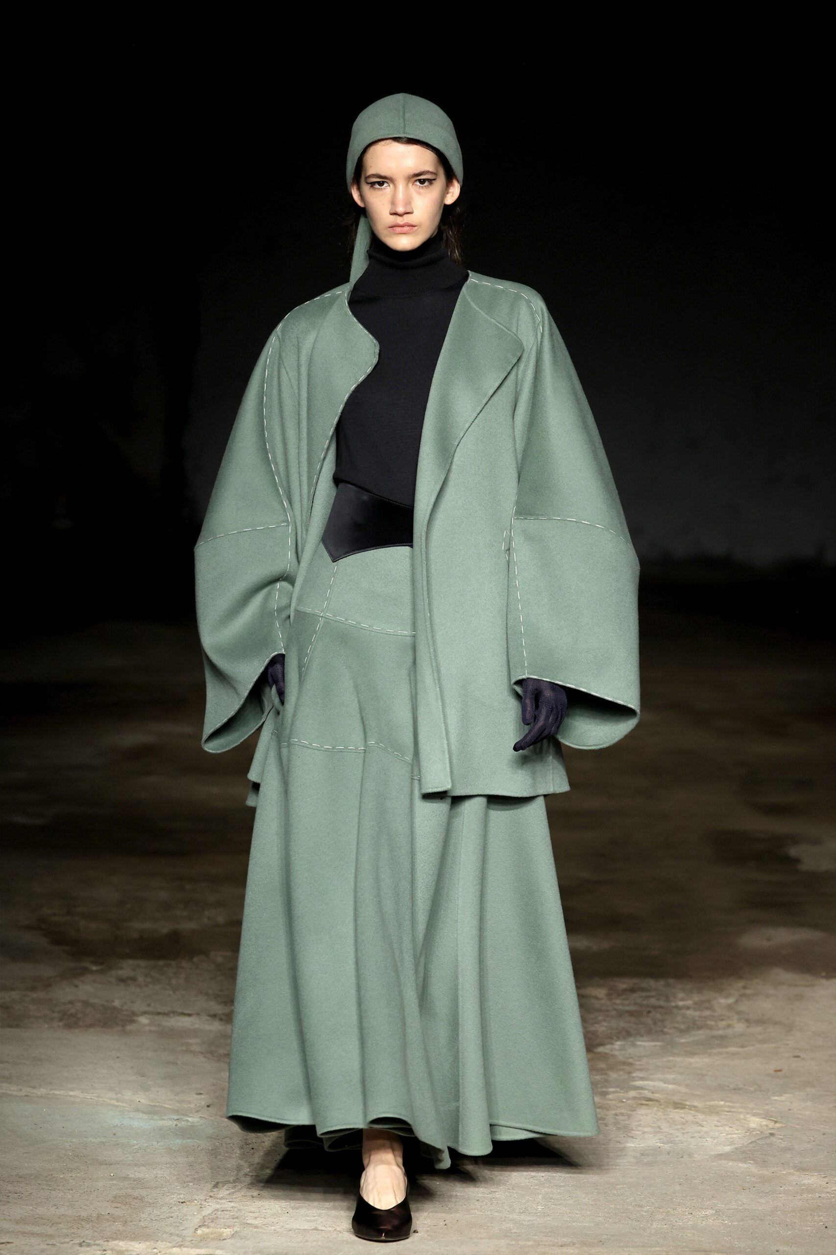 oversized green wool coat