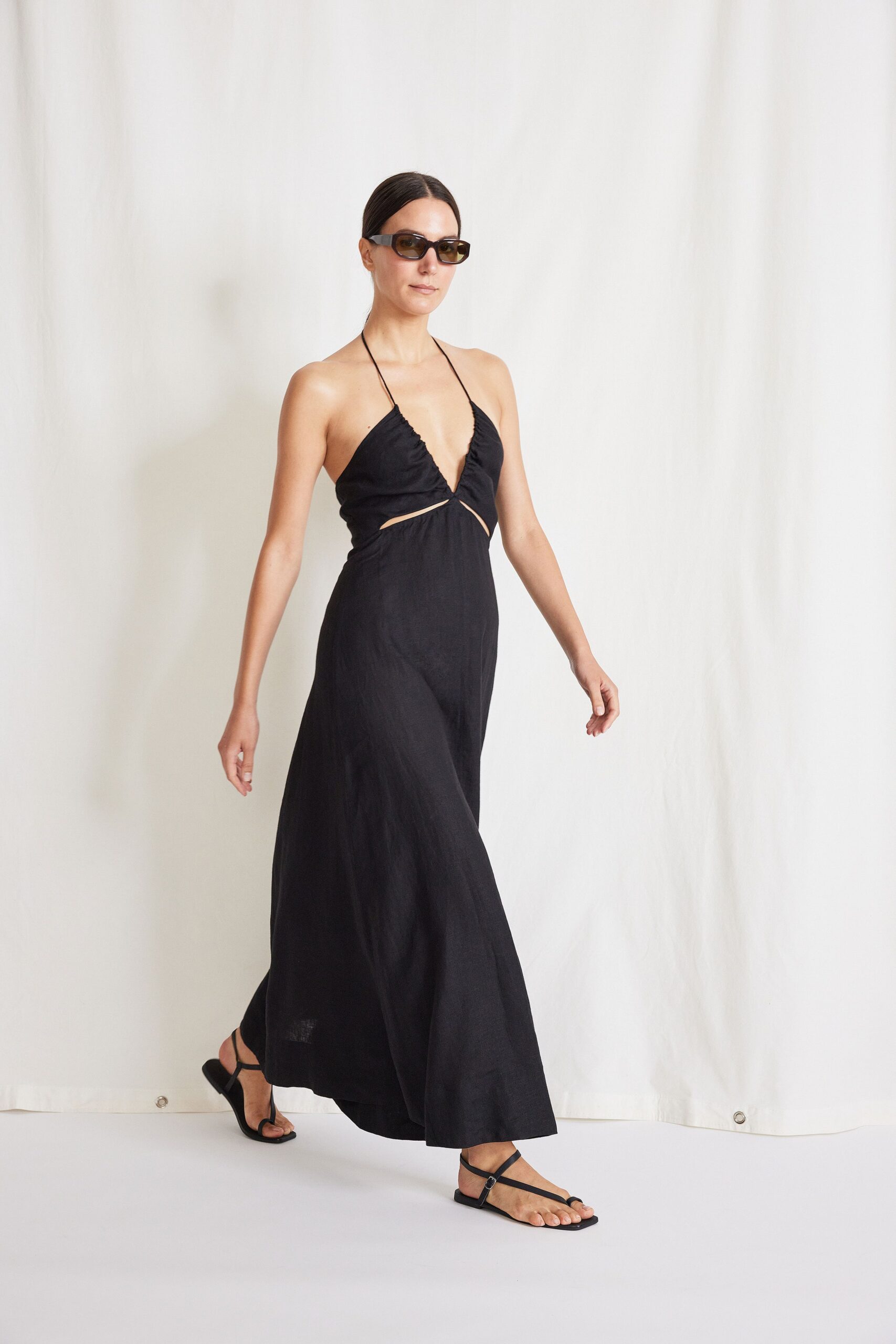 black fitted maxi dress