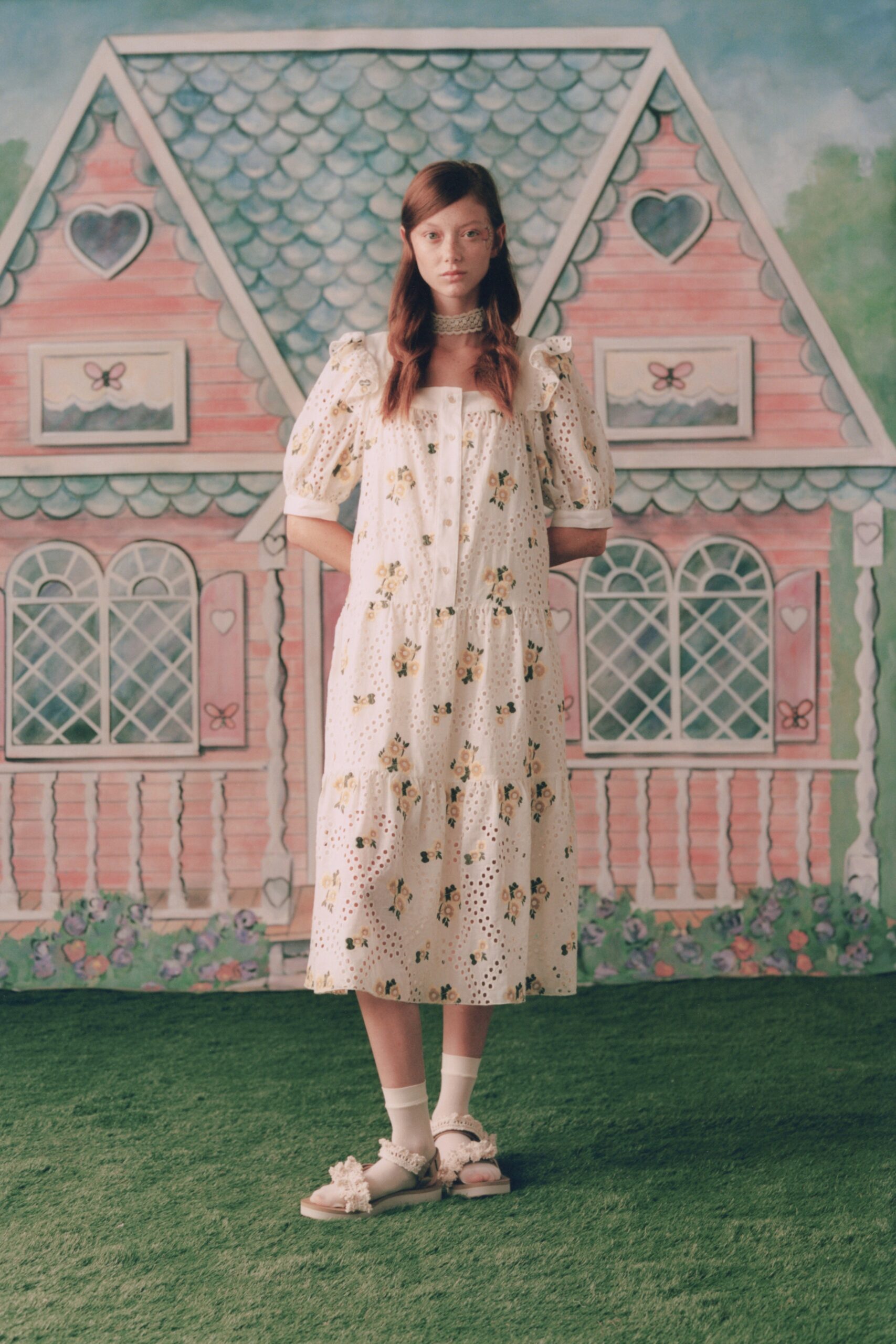 white floral midi dress
