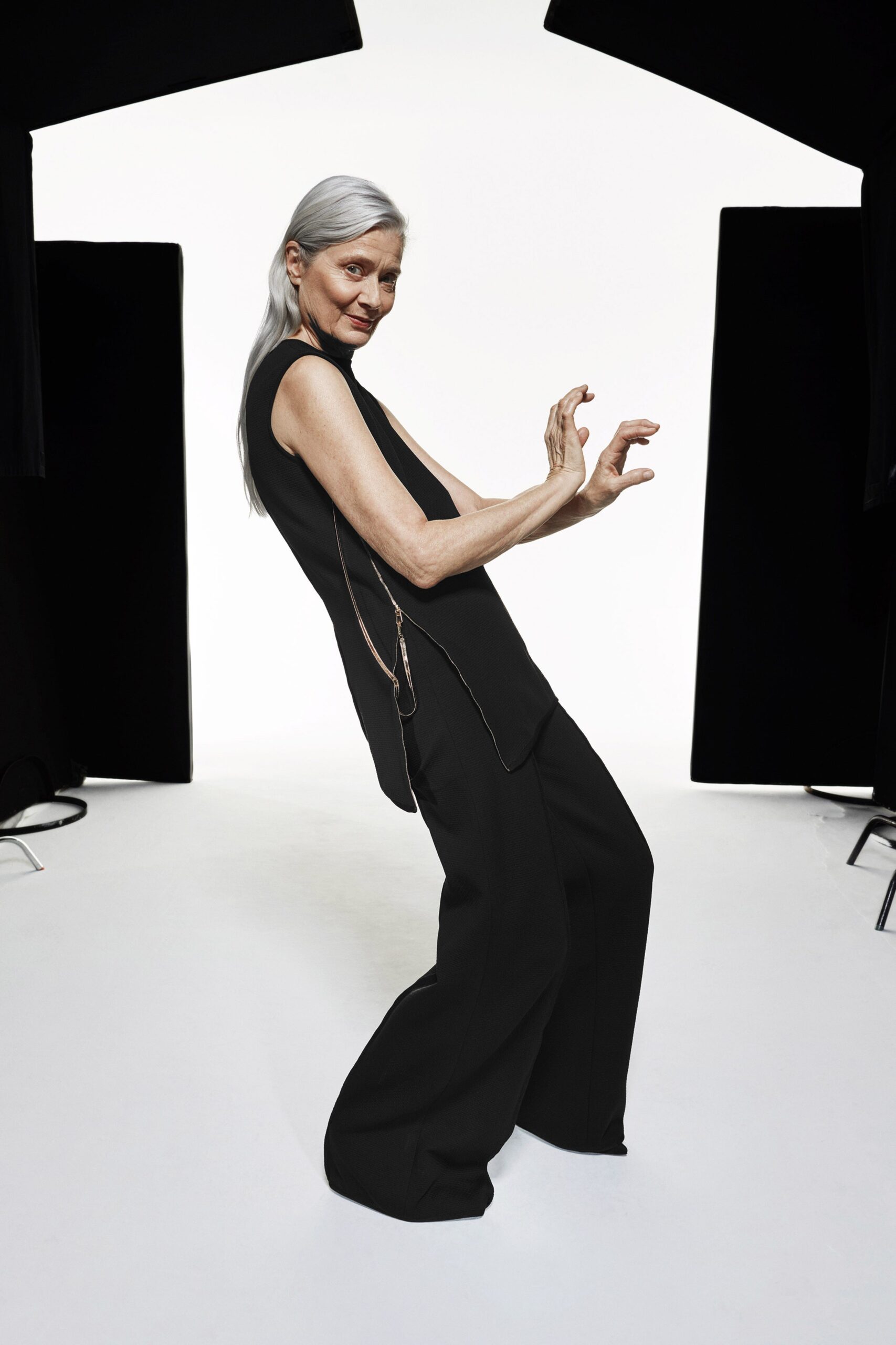 black silk relaxed top and pants