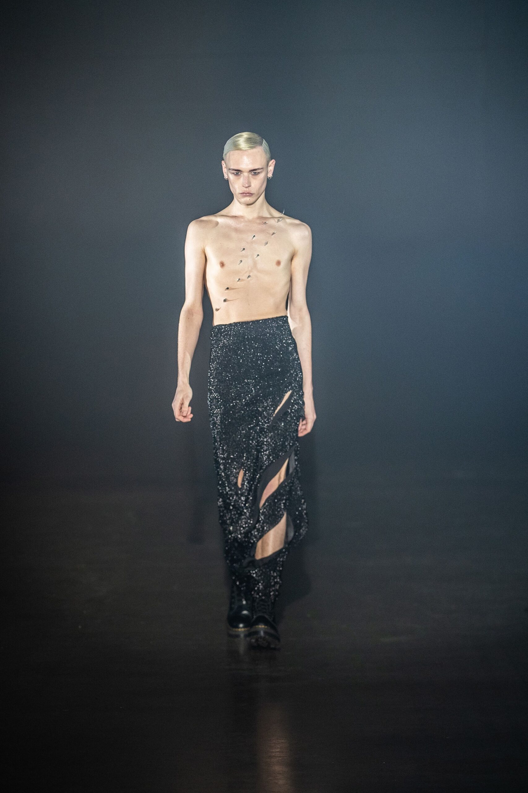 black sequined midi skirt