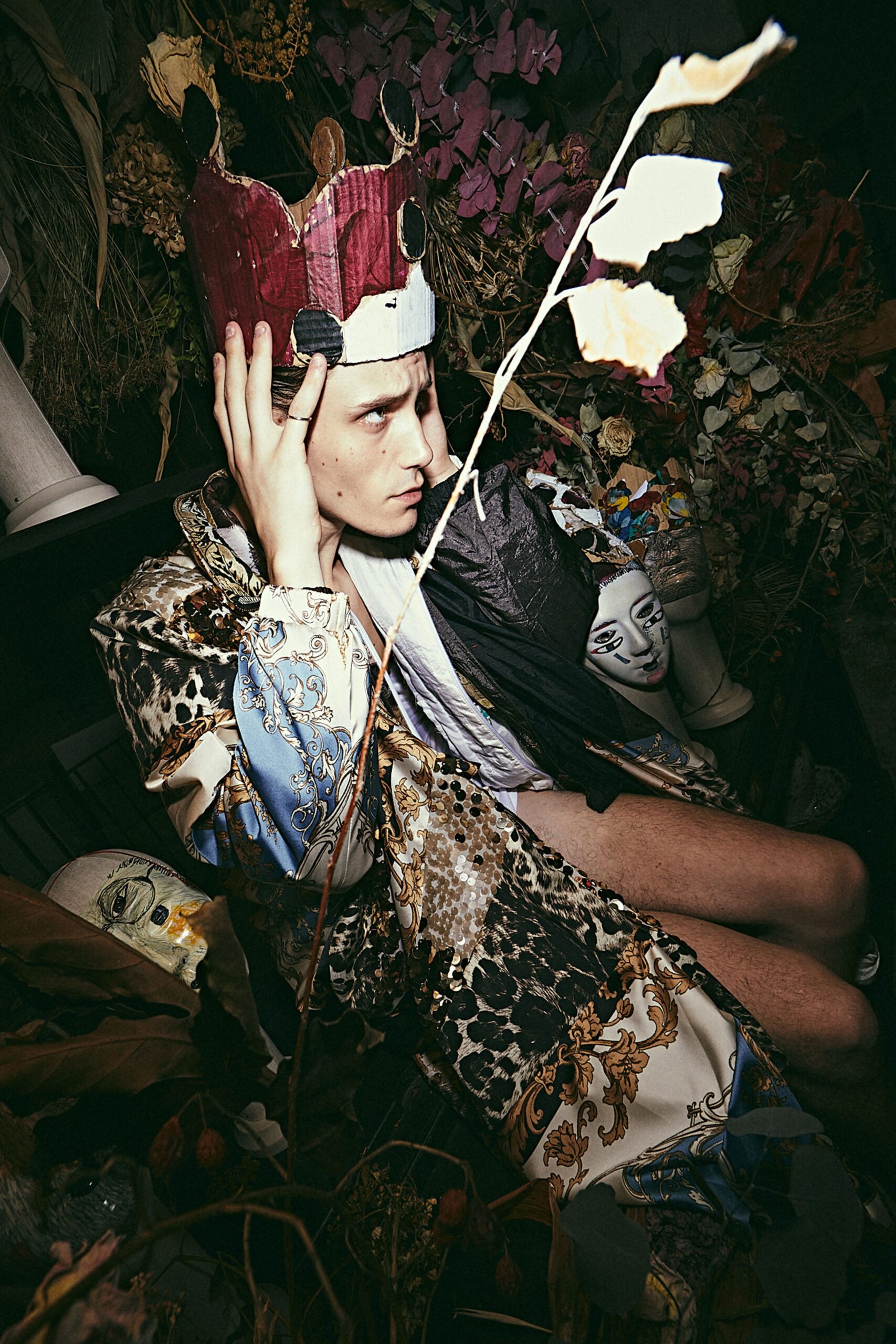 multi-colored silk coat with shorts