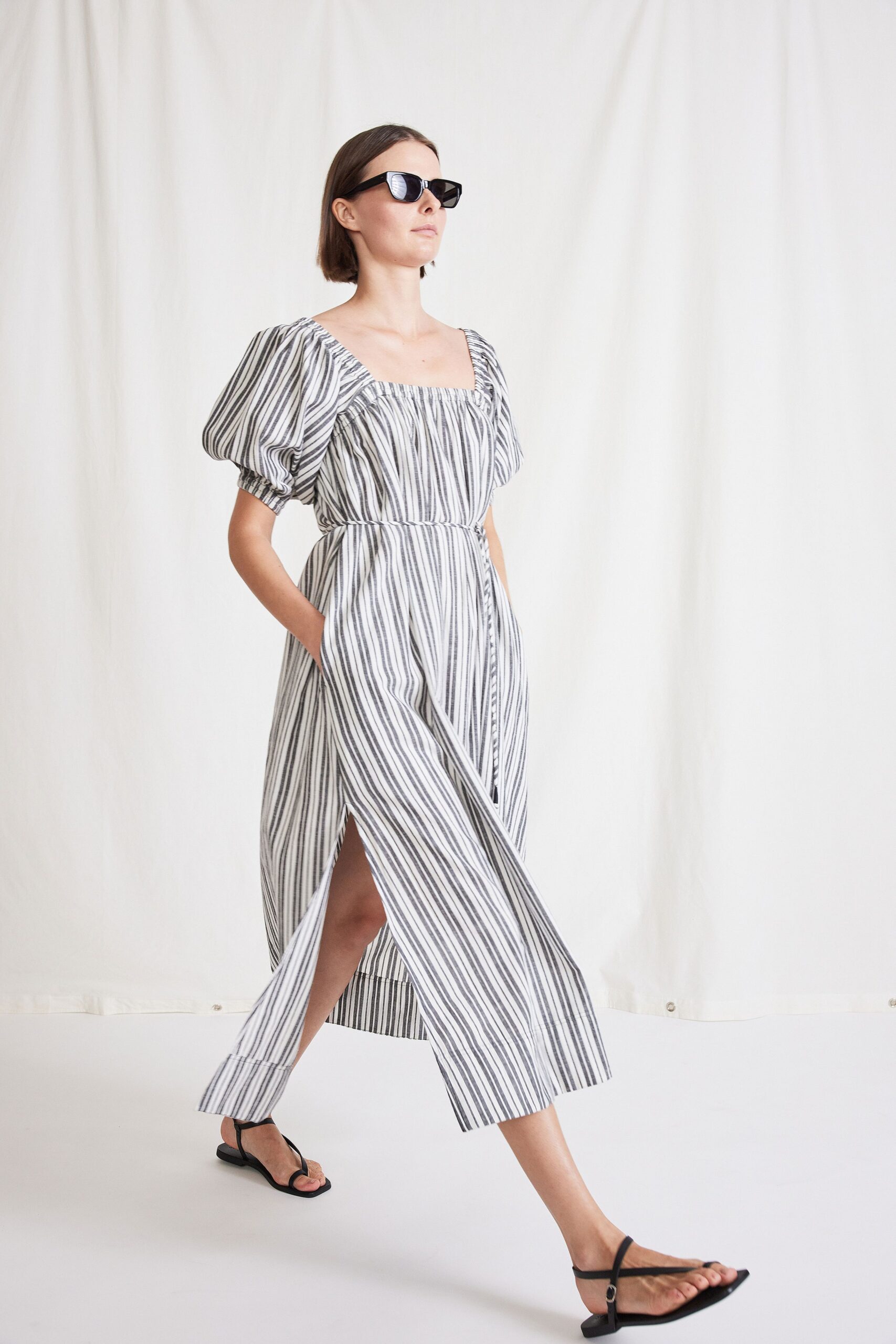 relaxed striped midi dress