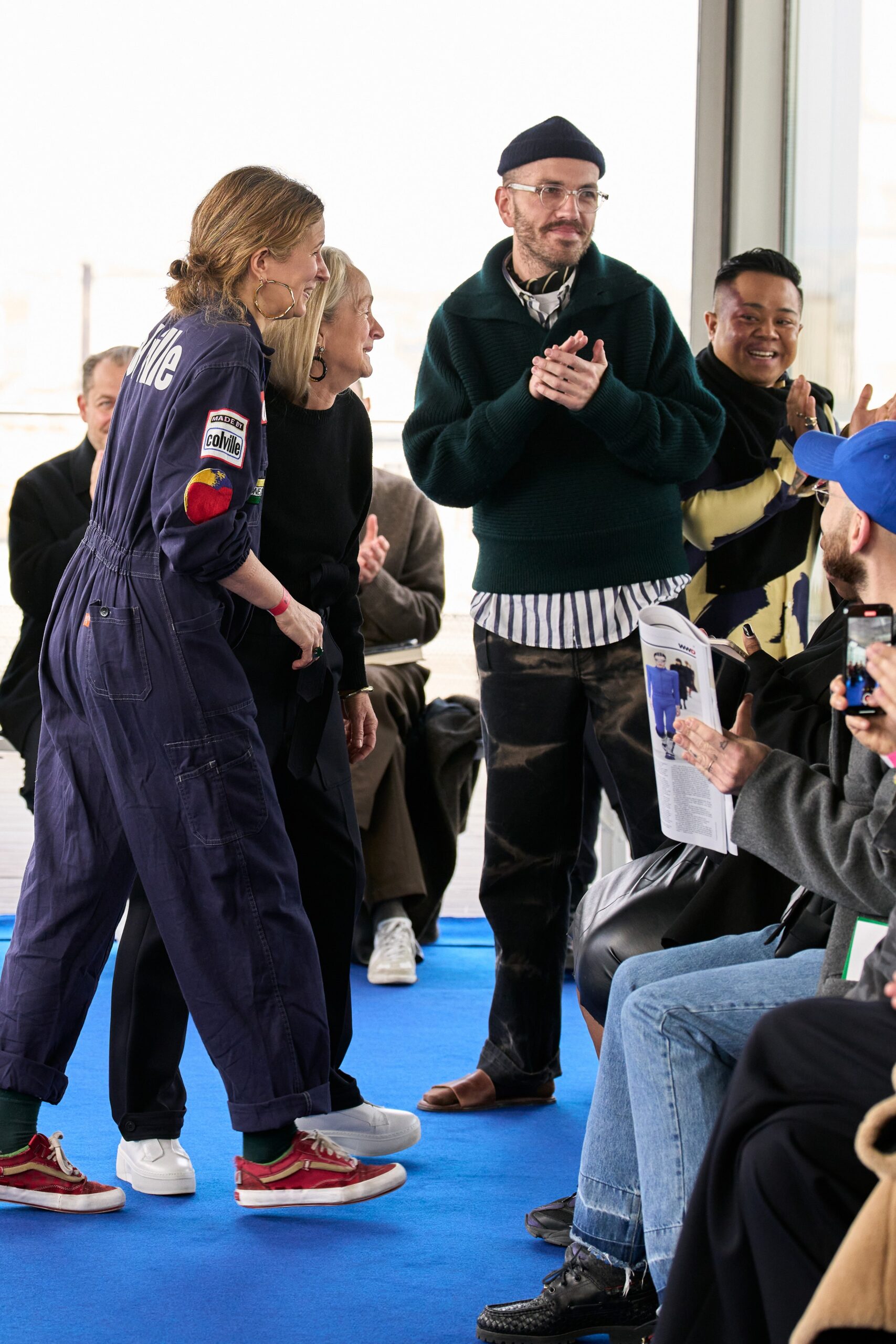 blue cotton relaxed jumpsuit