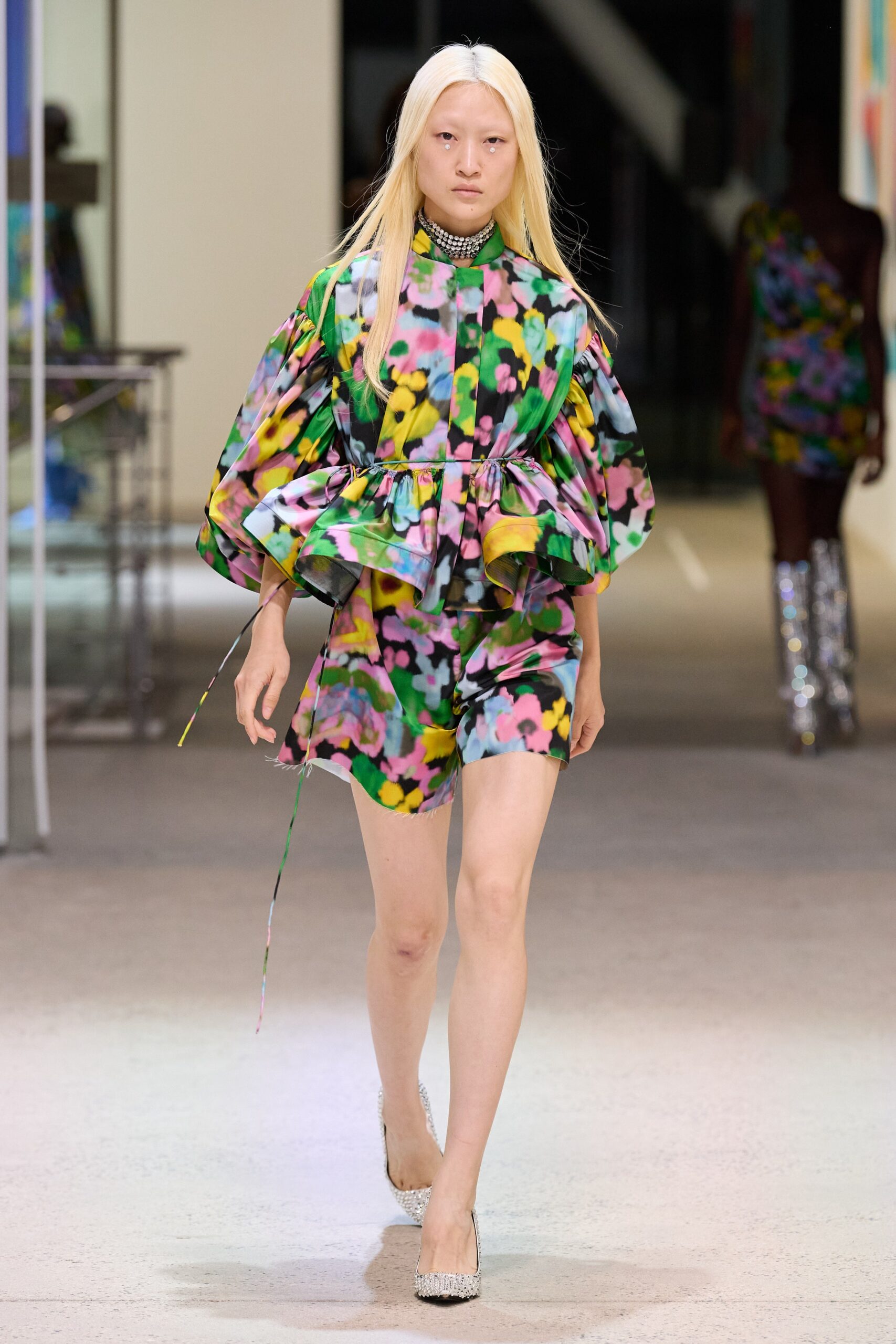 colorful pleated mini dress