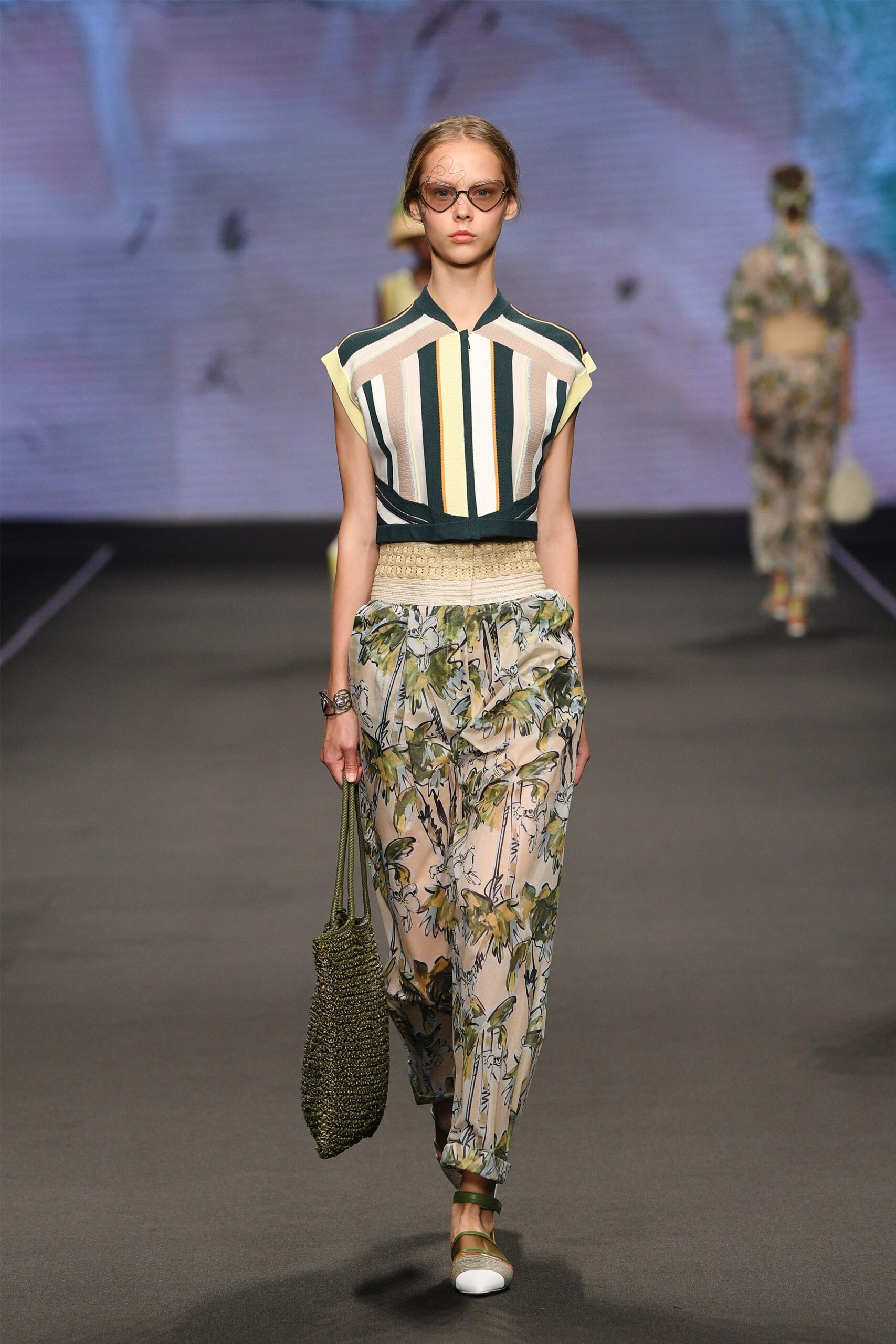 relaxed striped top and flared pants