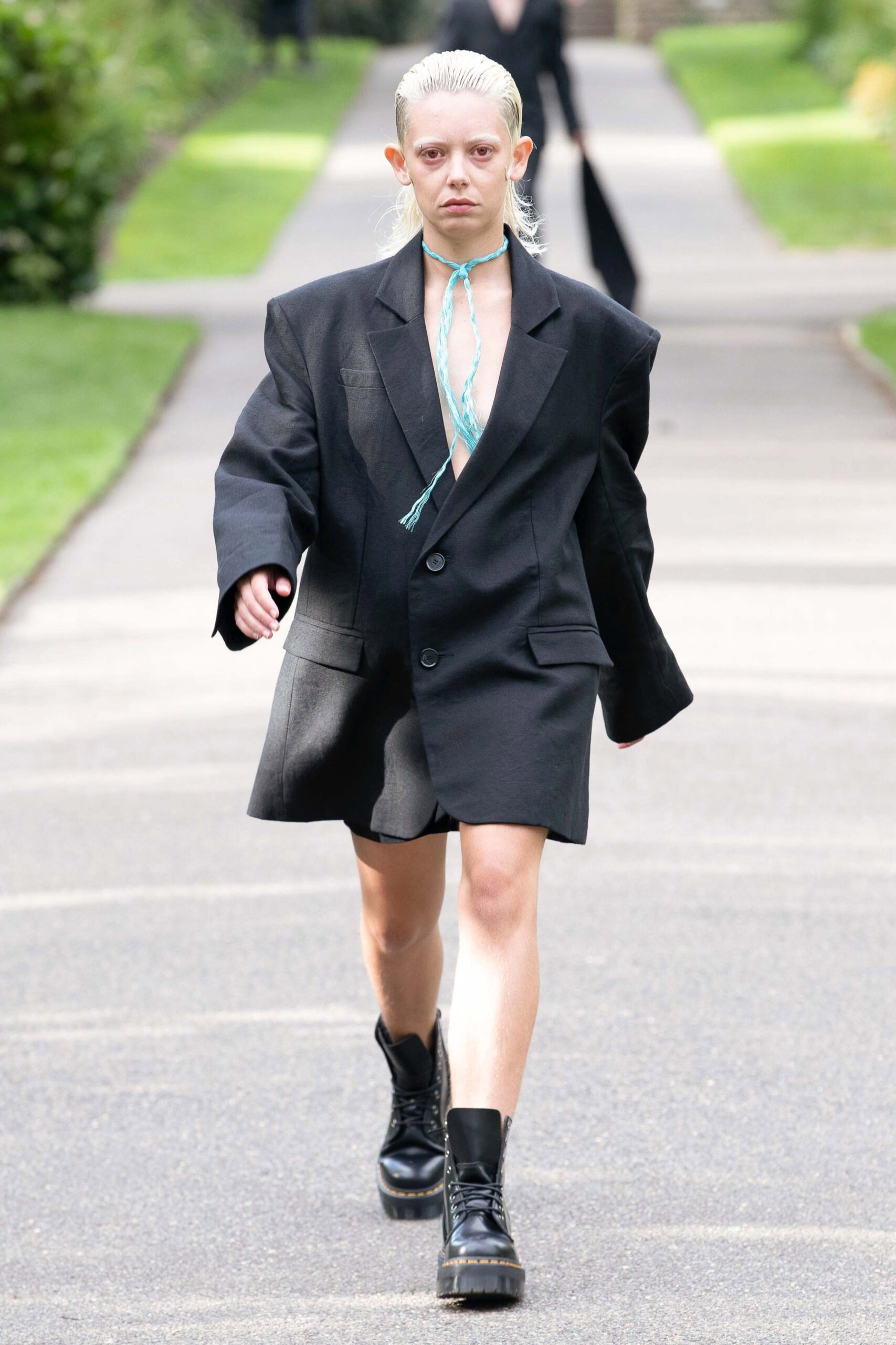 oversized black blazer with fitted top