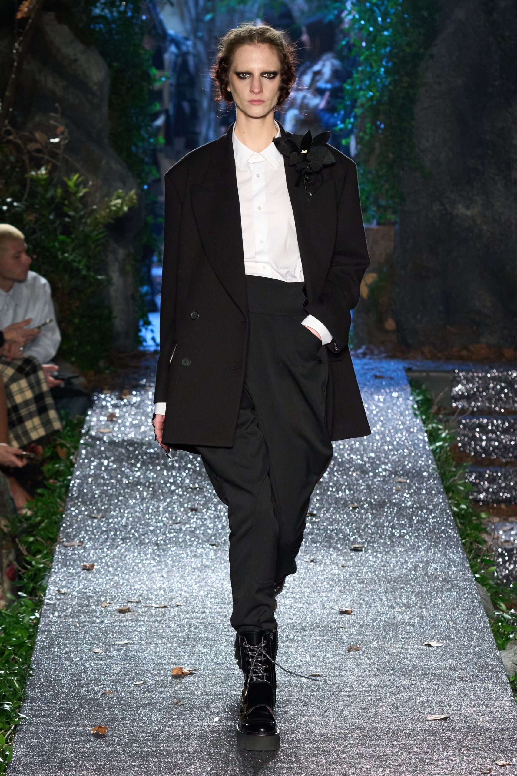 black tailored blazer with white shirt