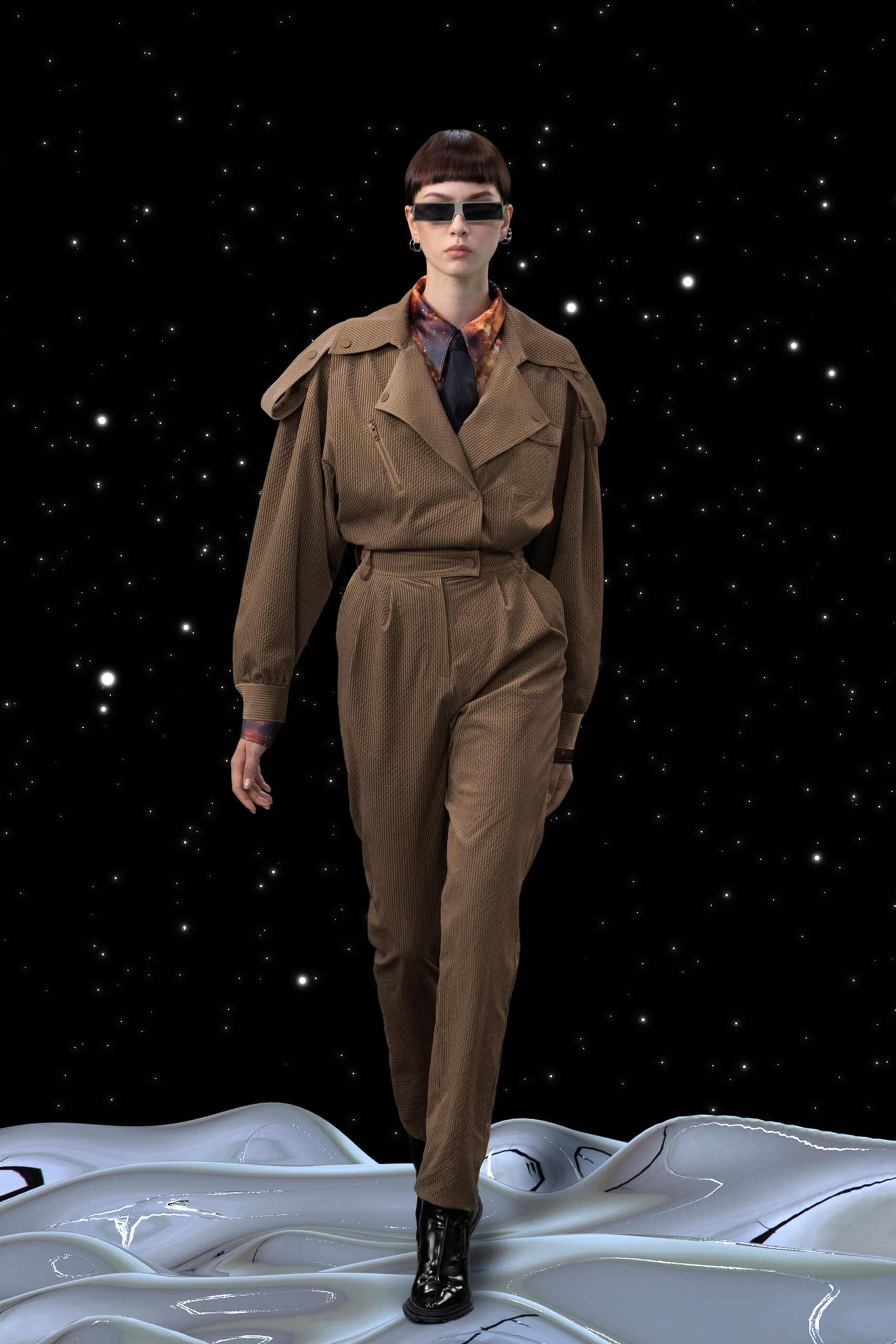 brown fitted jumpsuit