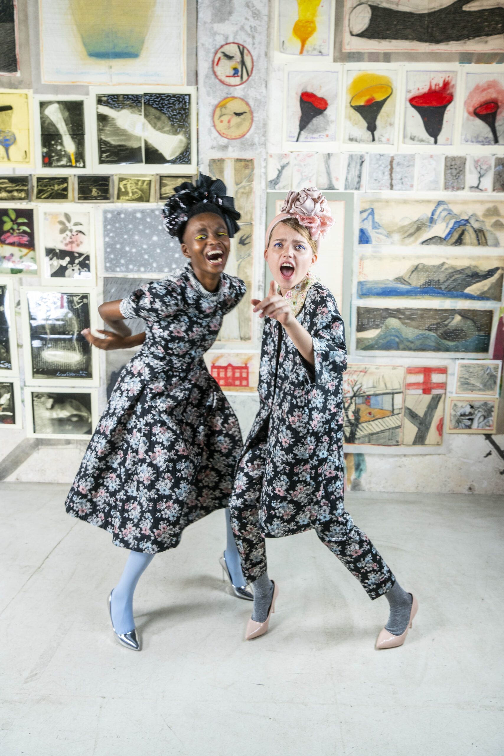 black floral midi dresses