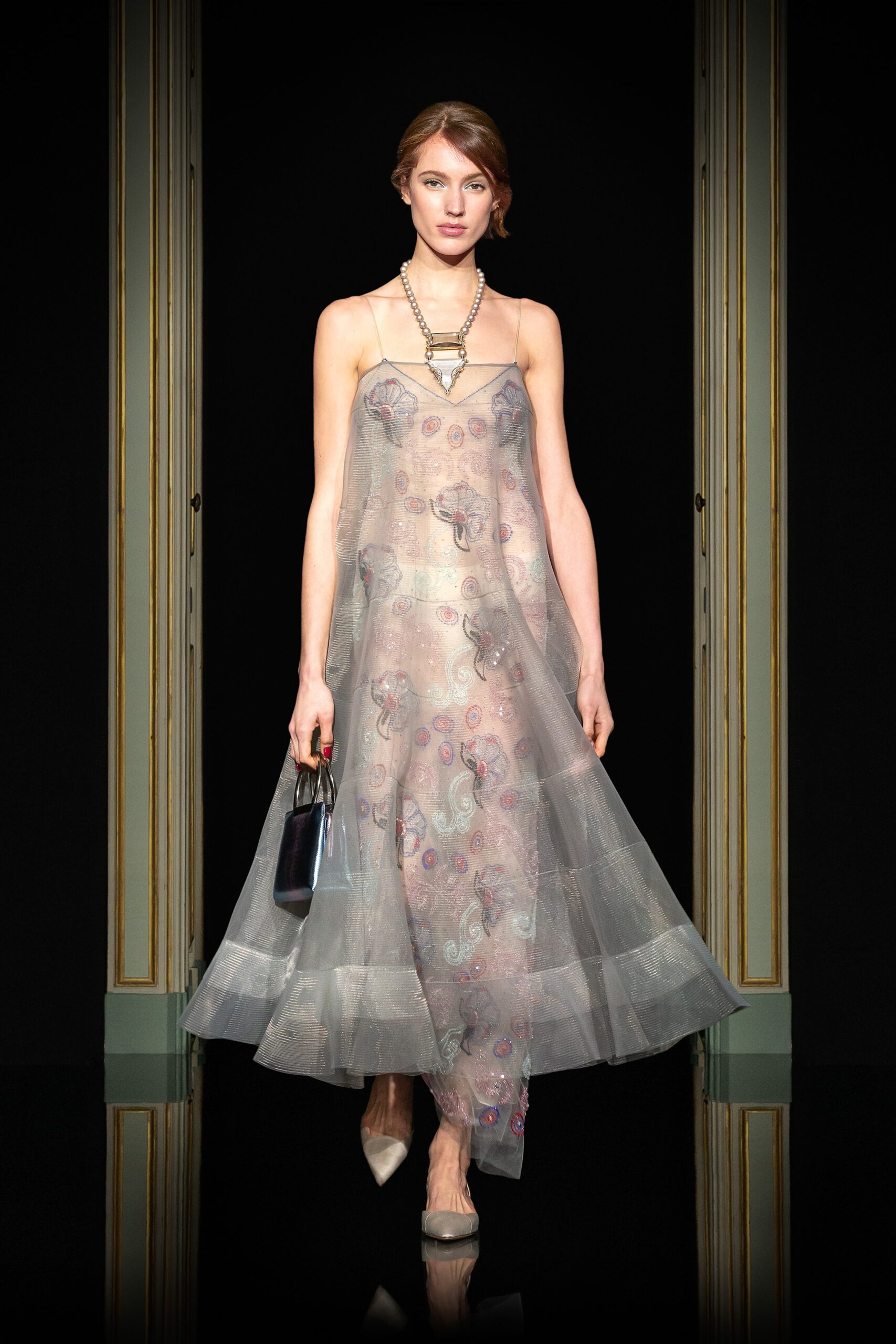 sheer multi-colored embroidered dress