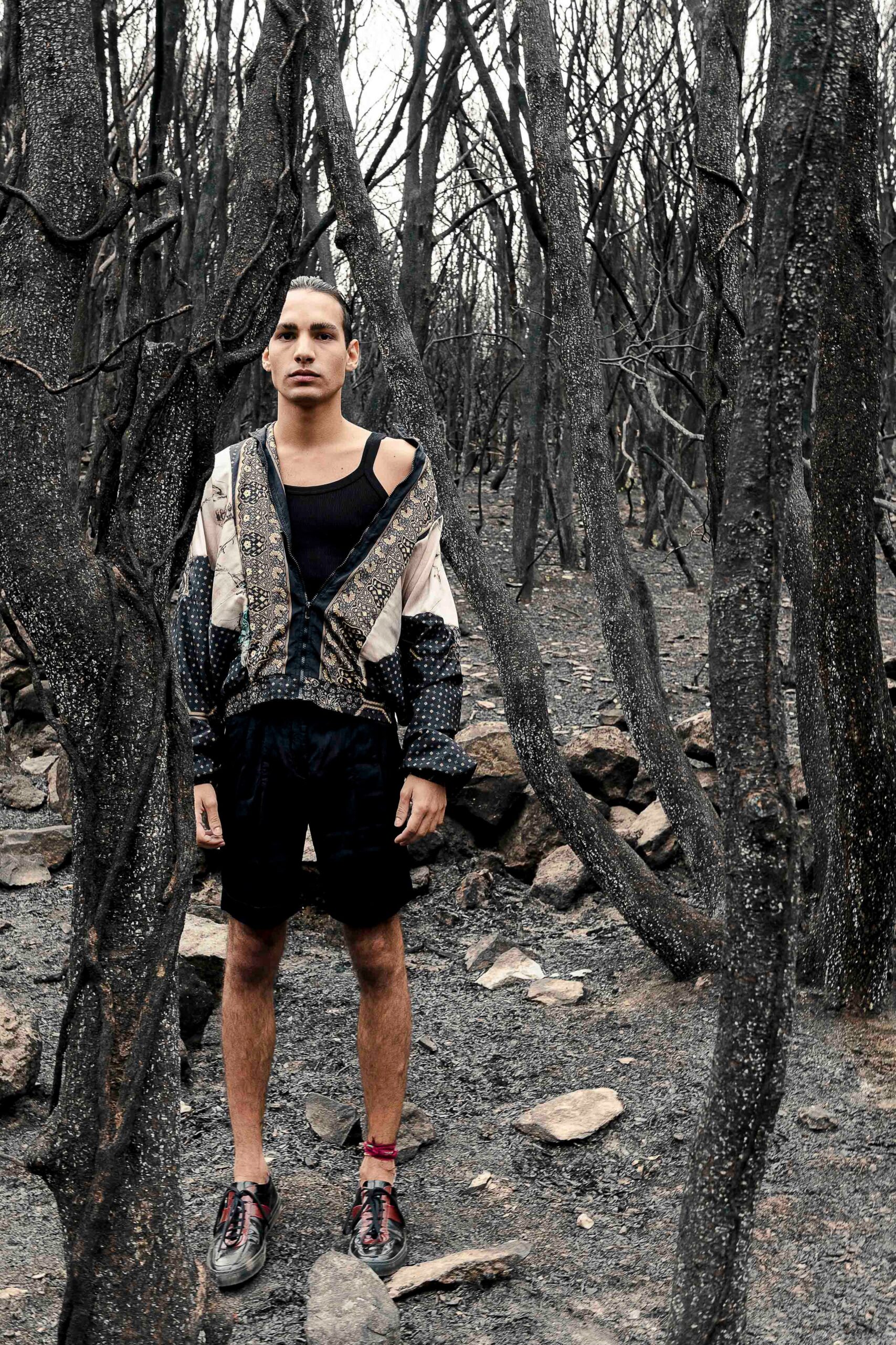 black and beige layered jacket