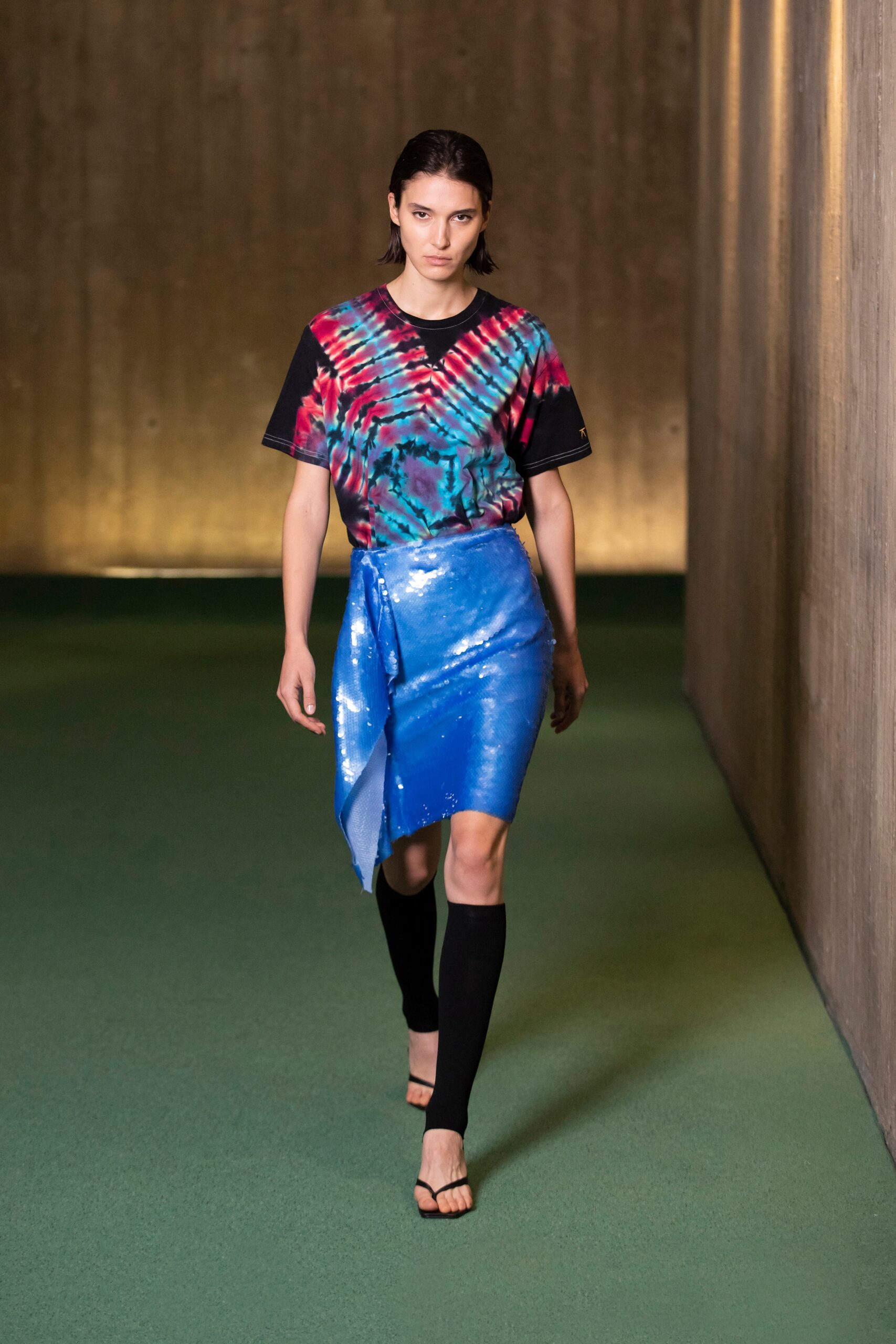 printed top and sequined skirt