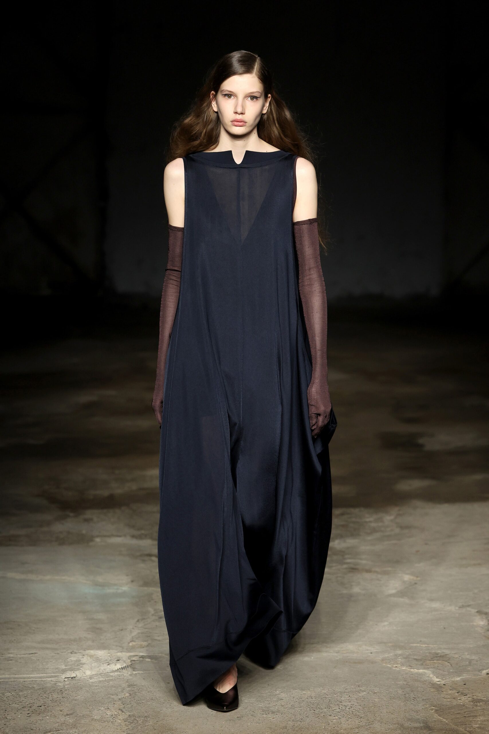 blue silk sleeveless dress