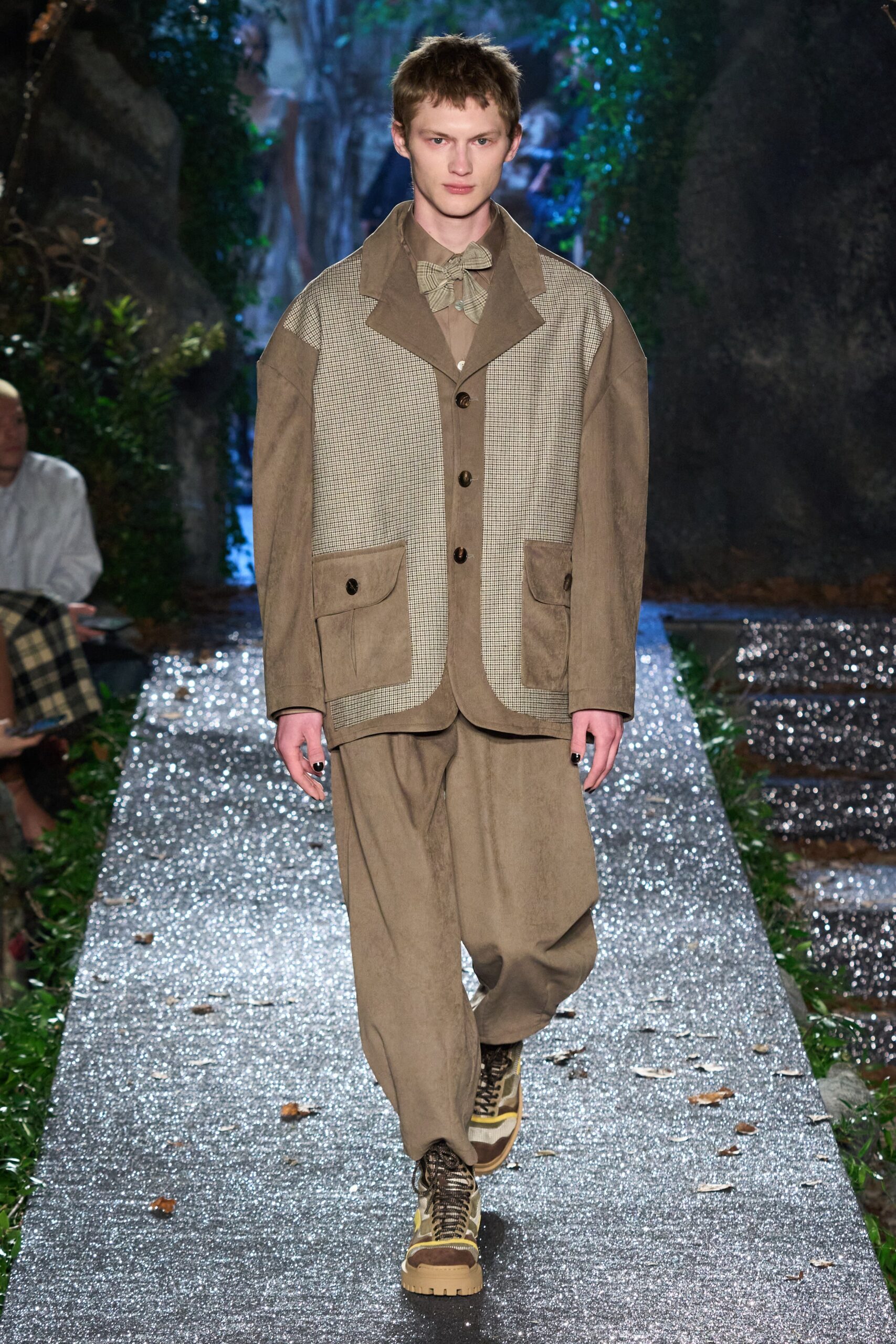 brown checked jacket and pants