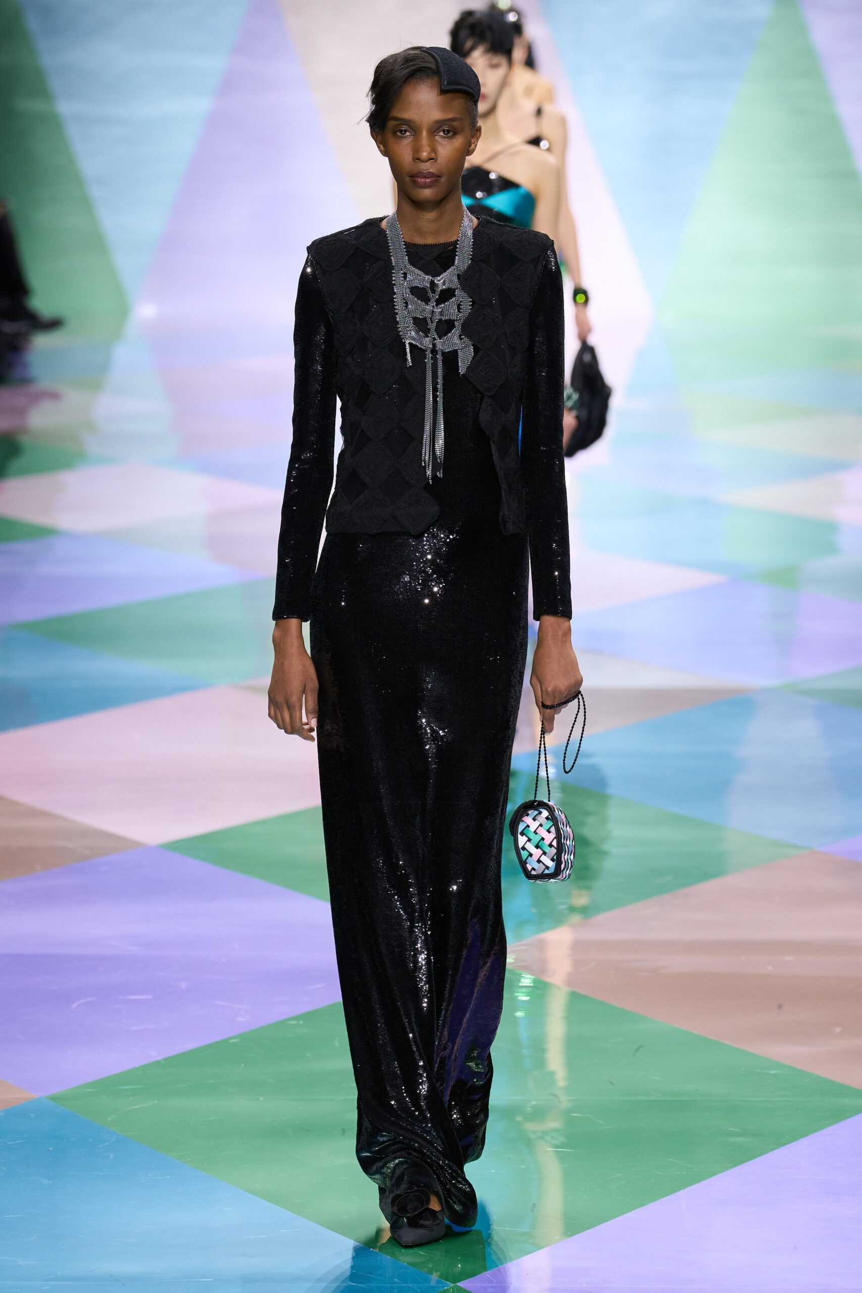black sequined gown with jacket