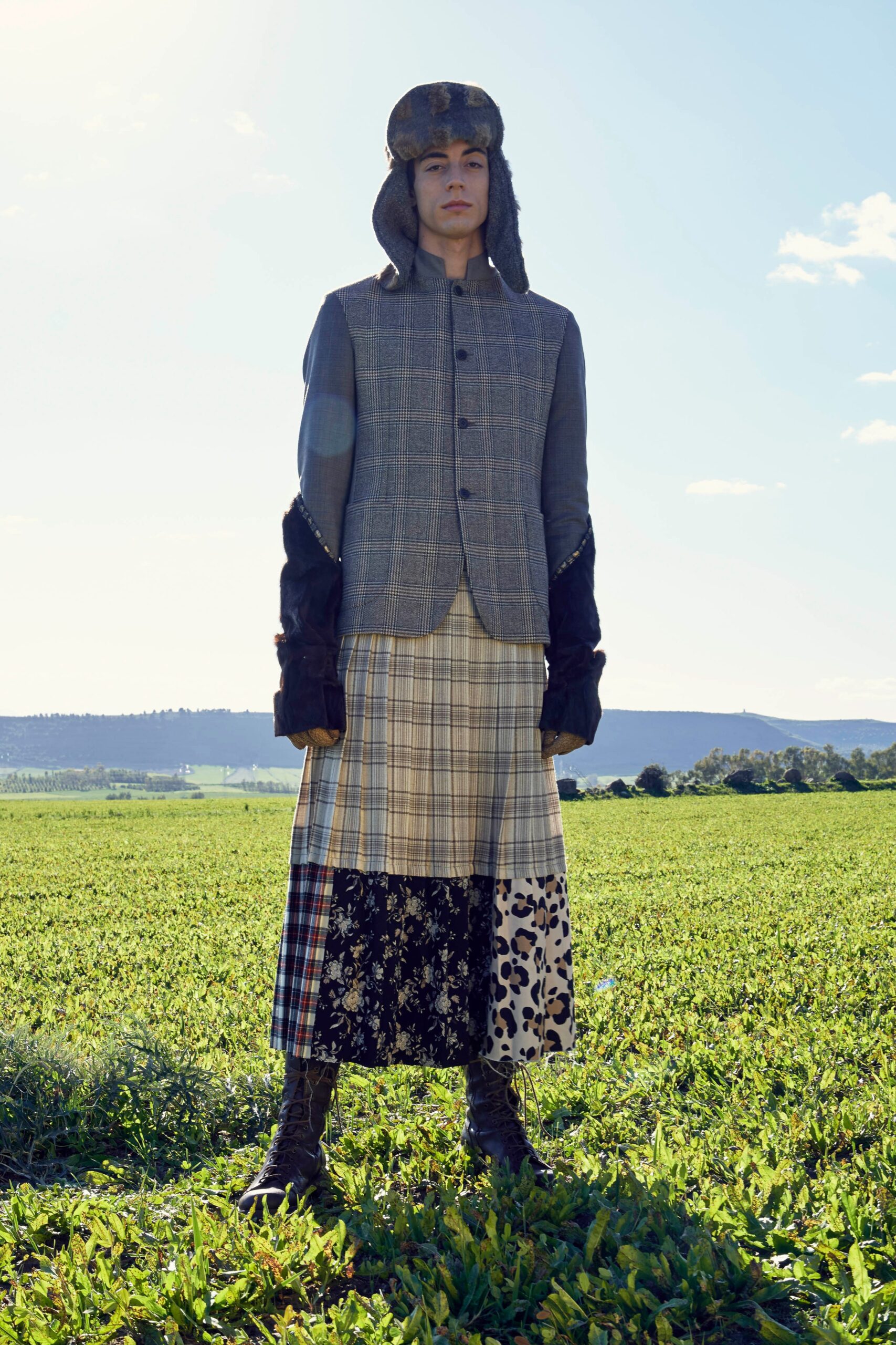gray wool long-sleeve collared fitted buttoned vest