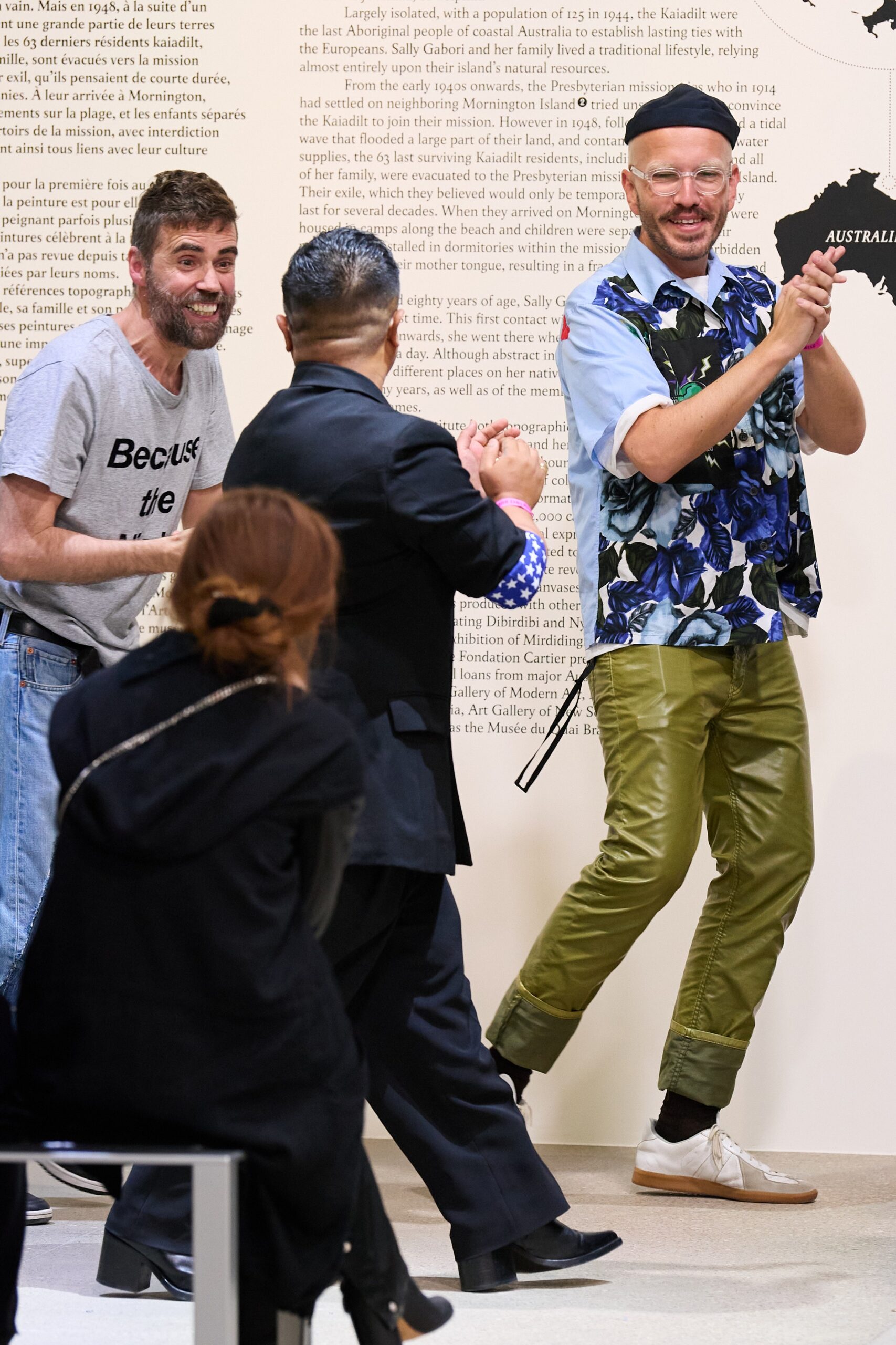 relaxed blue printed shirt with green cargo pants