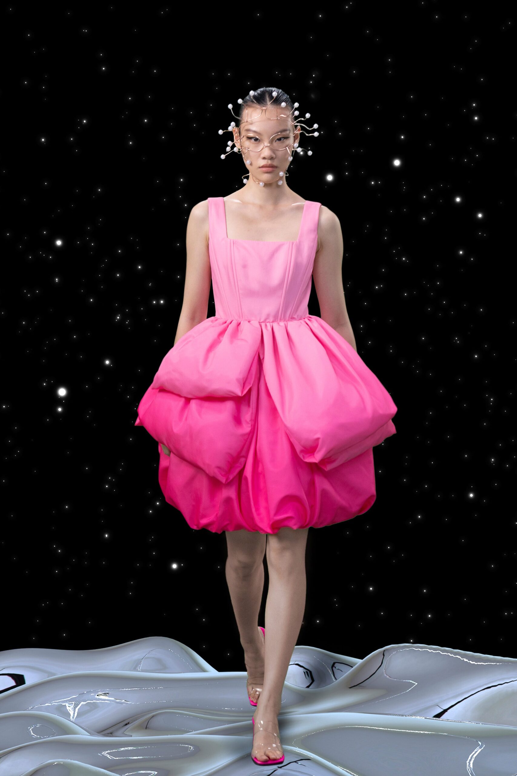 pink silk sleeveless dress