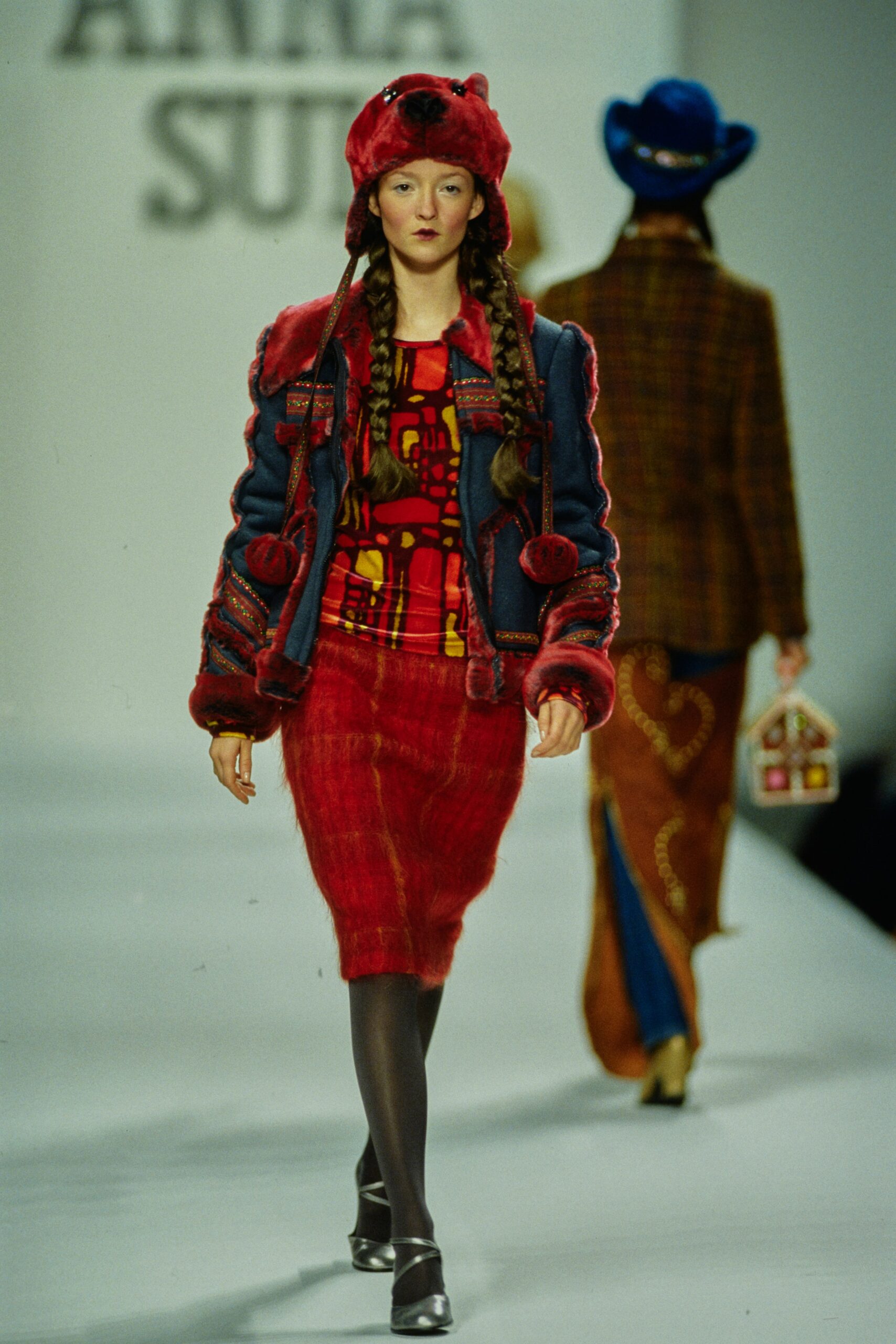 red wool fitted pencil mini skirt