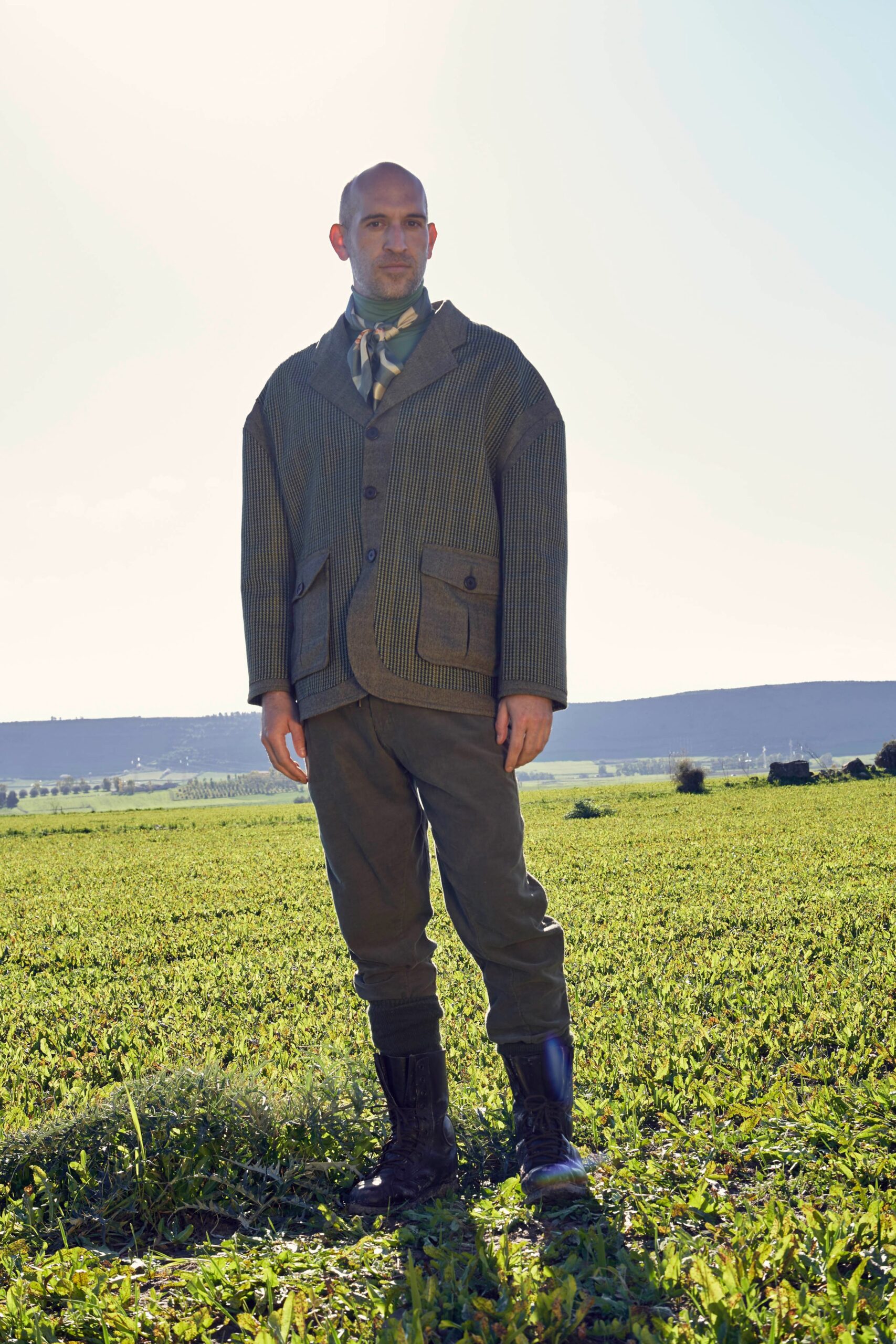 green relaxed jacket and pants
