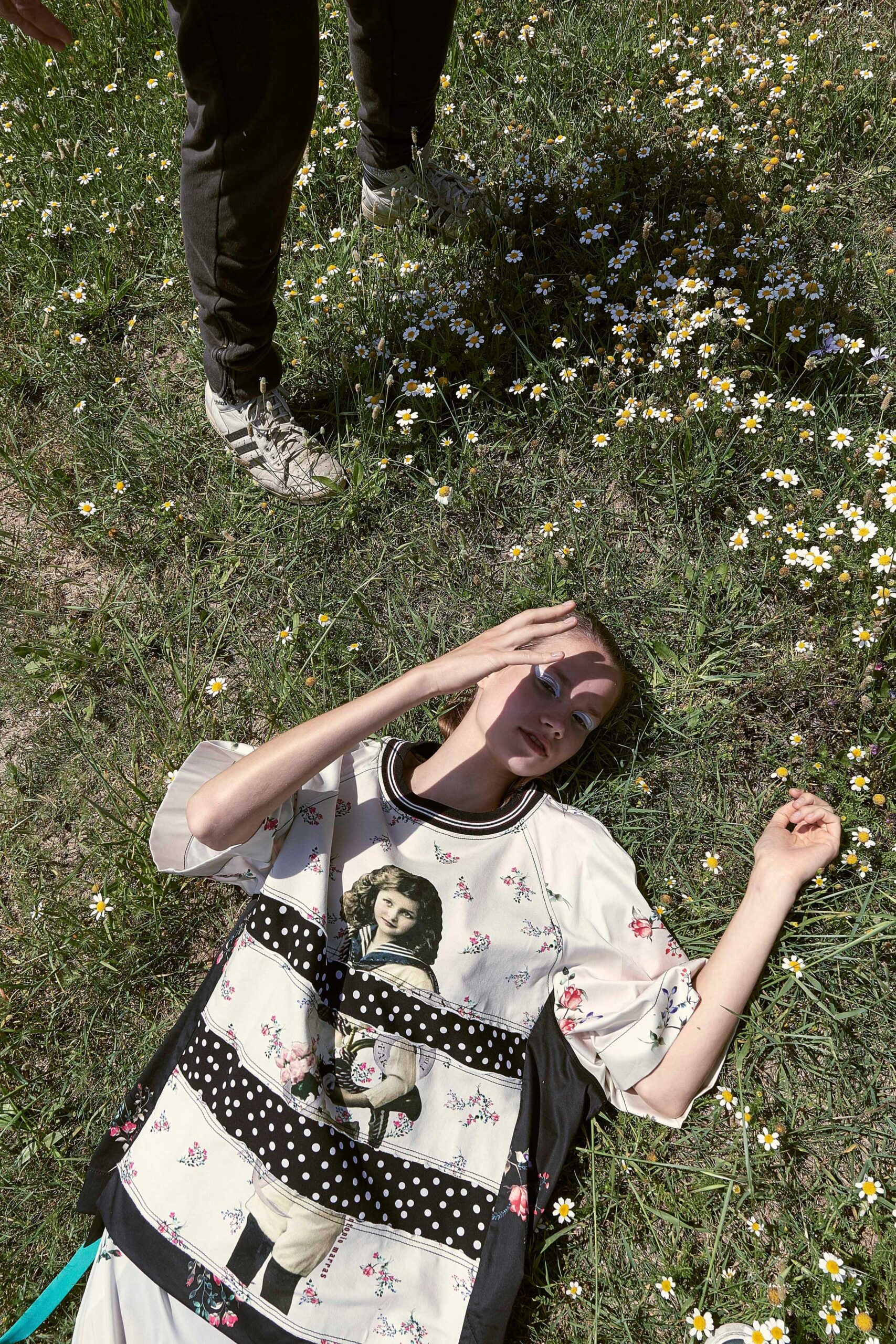 relaxed white printed top