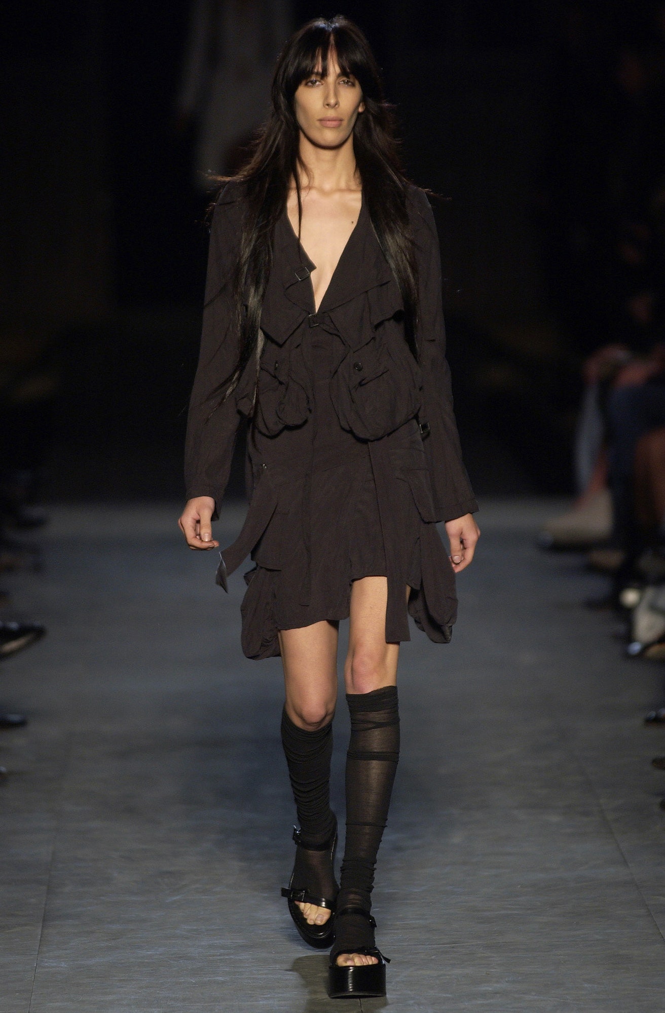black mesh knee-high sheer socks