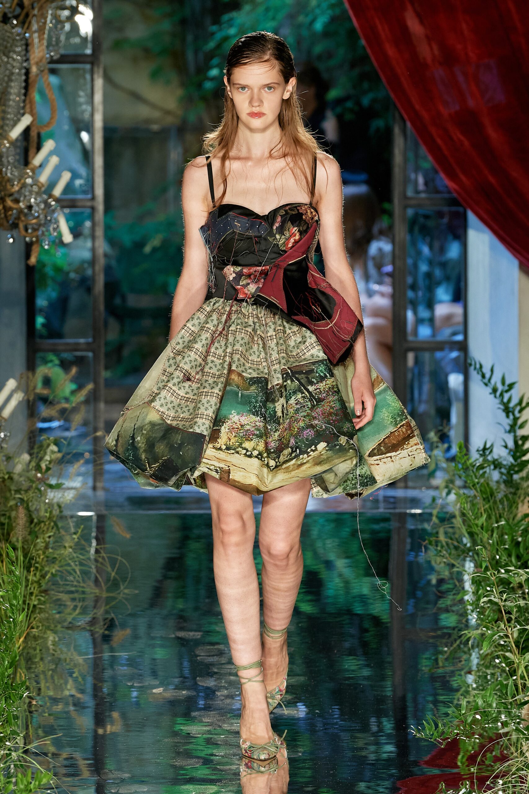 multi-colored pleated mini dress