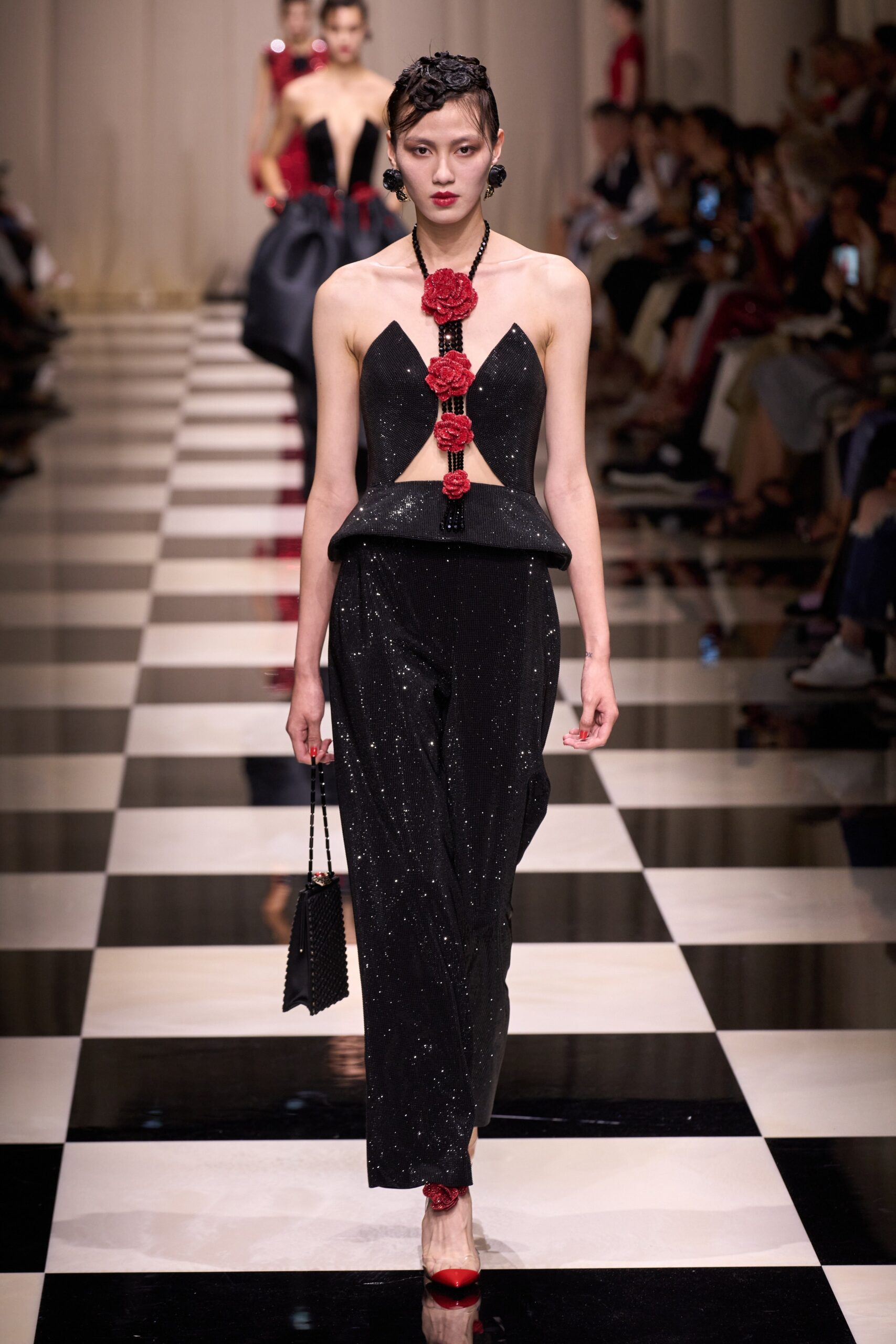 black silk fitted jumpsuit