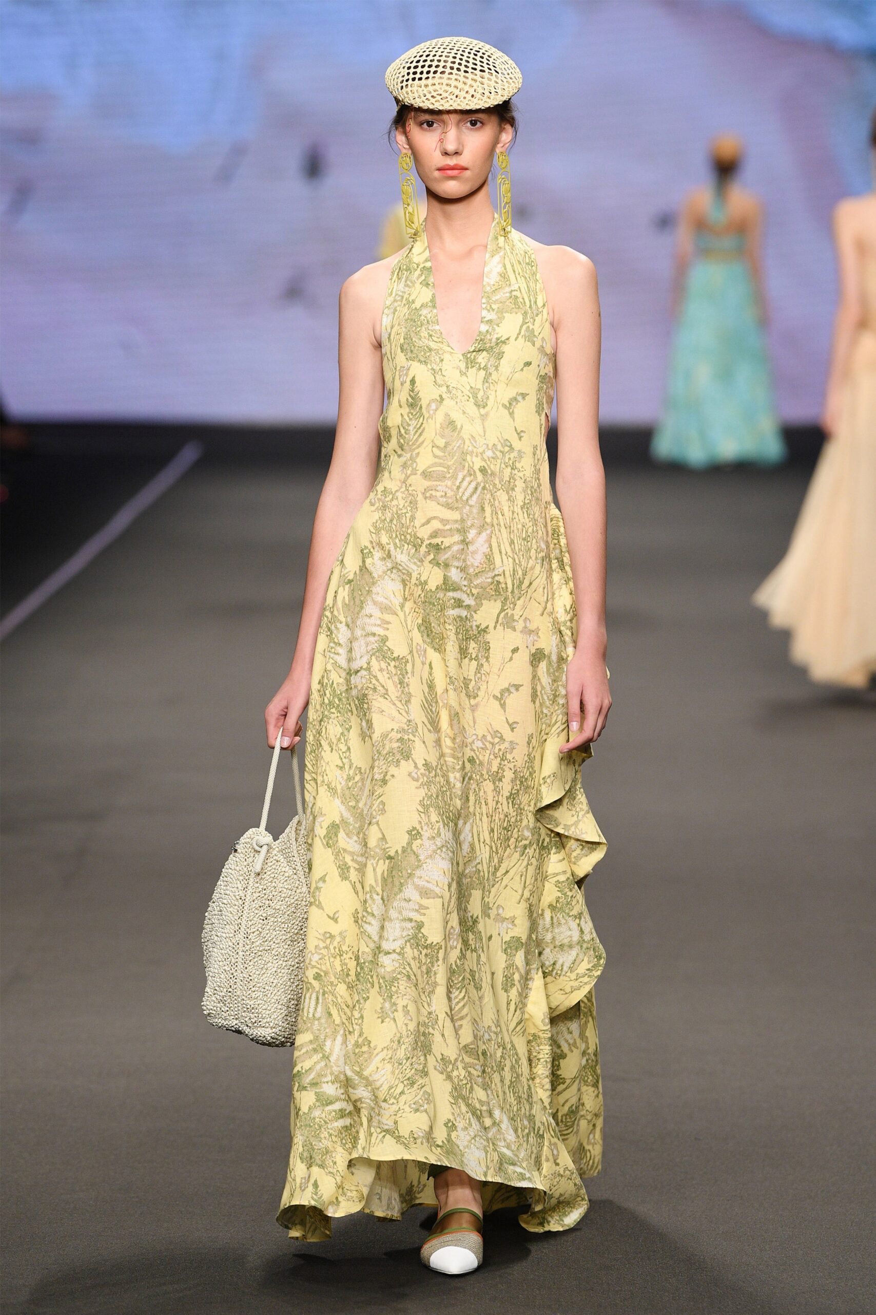 yellow silk sleeveless dress