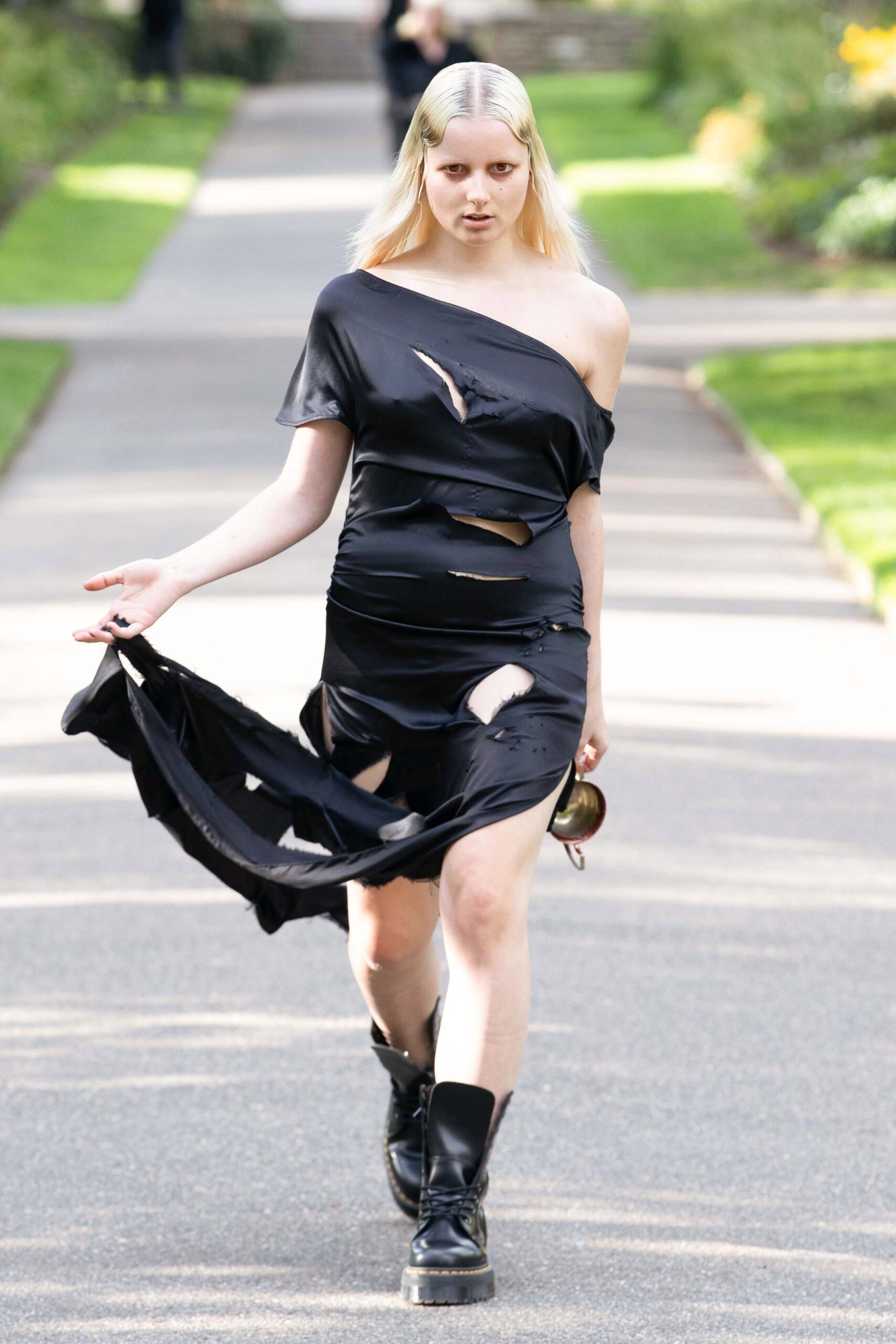 black distressed mini dress