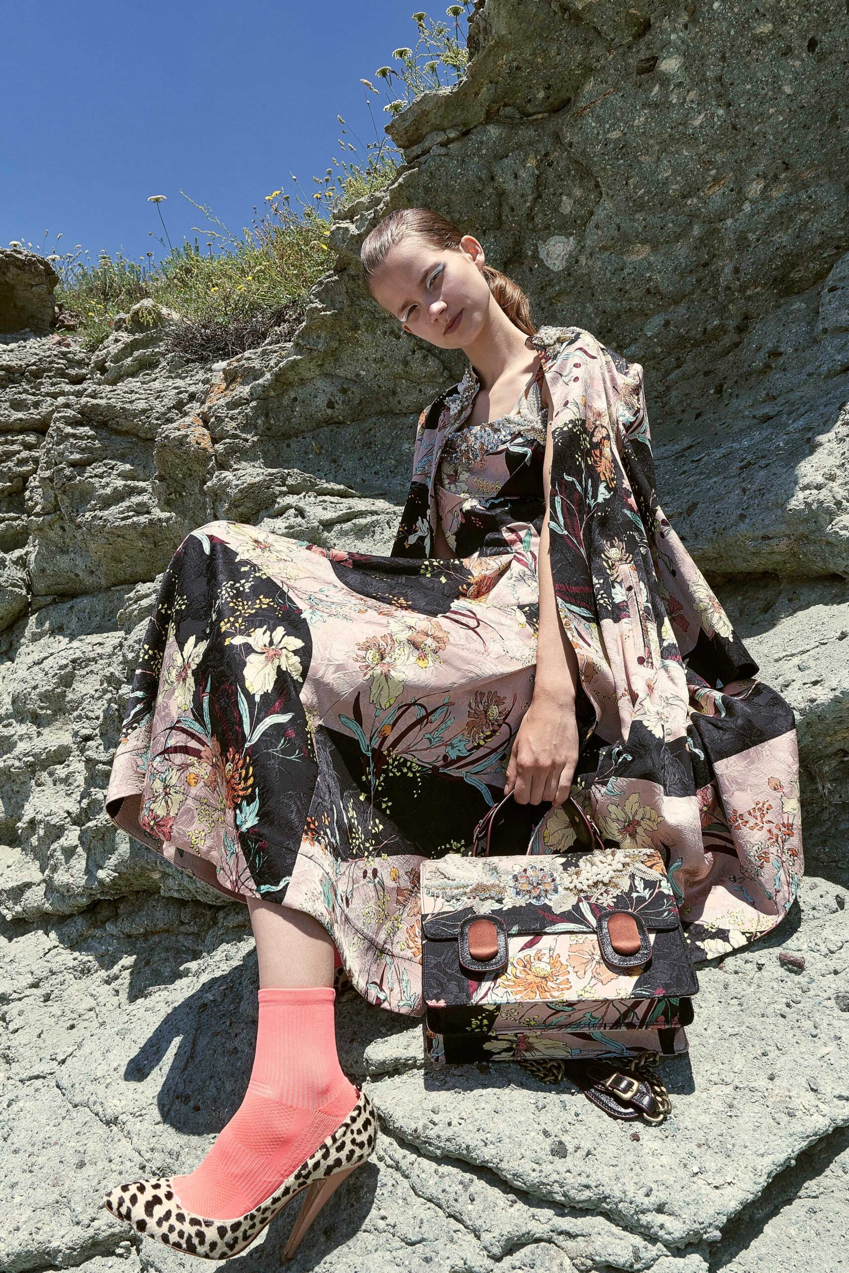 floral maxi dress with cape