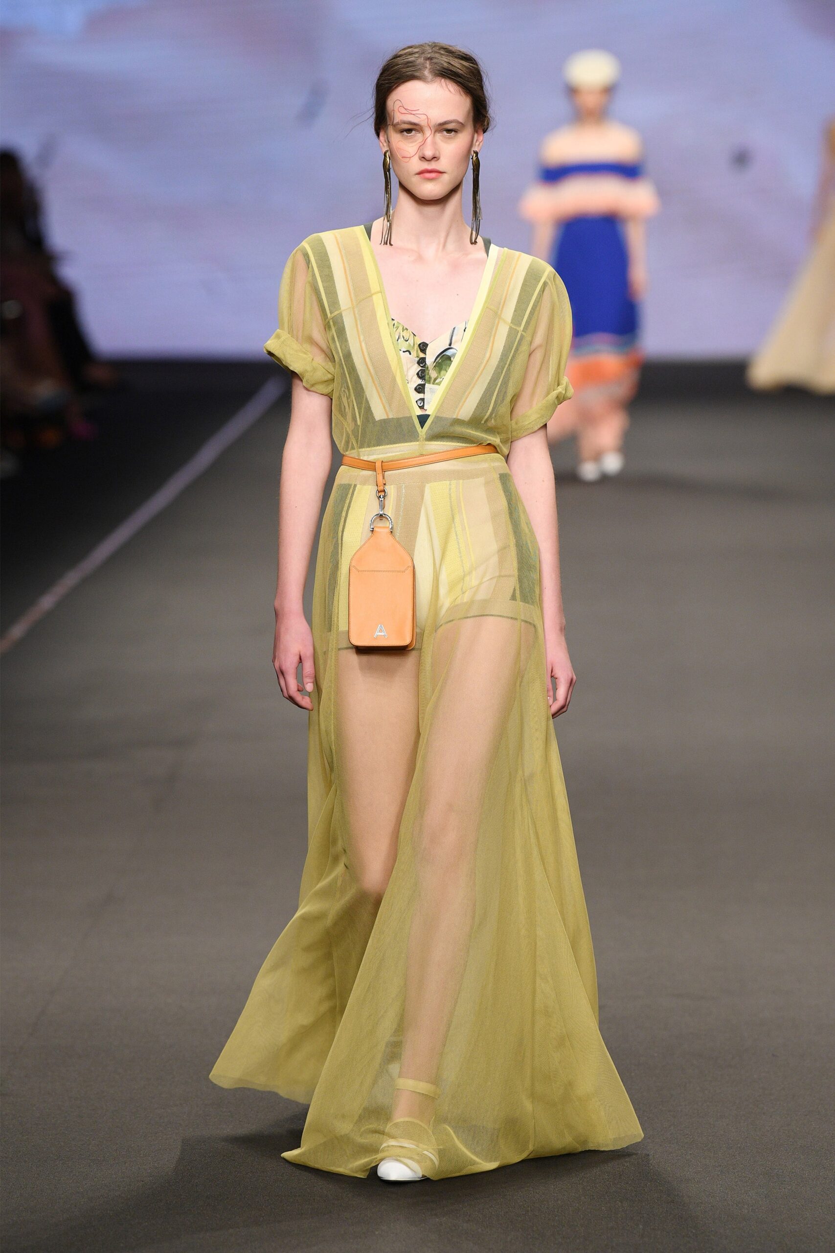 yellow sheer layered maxi dress